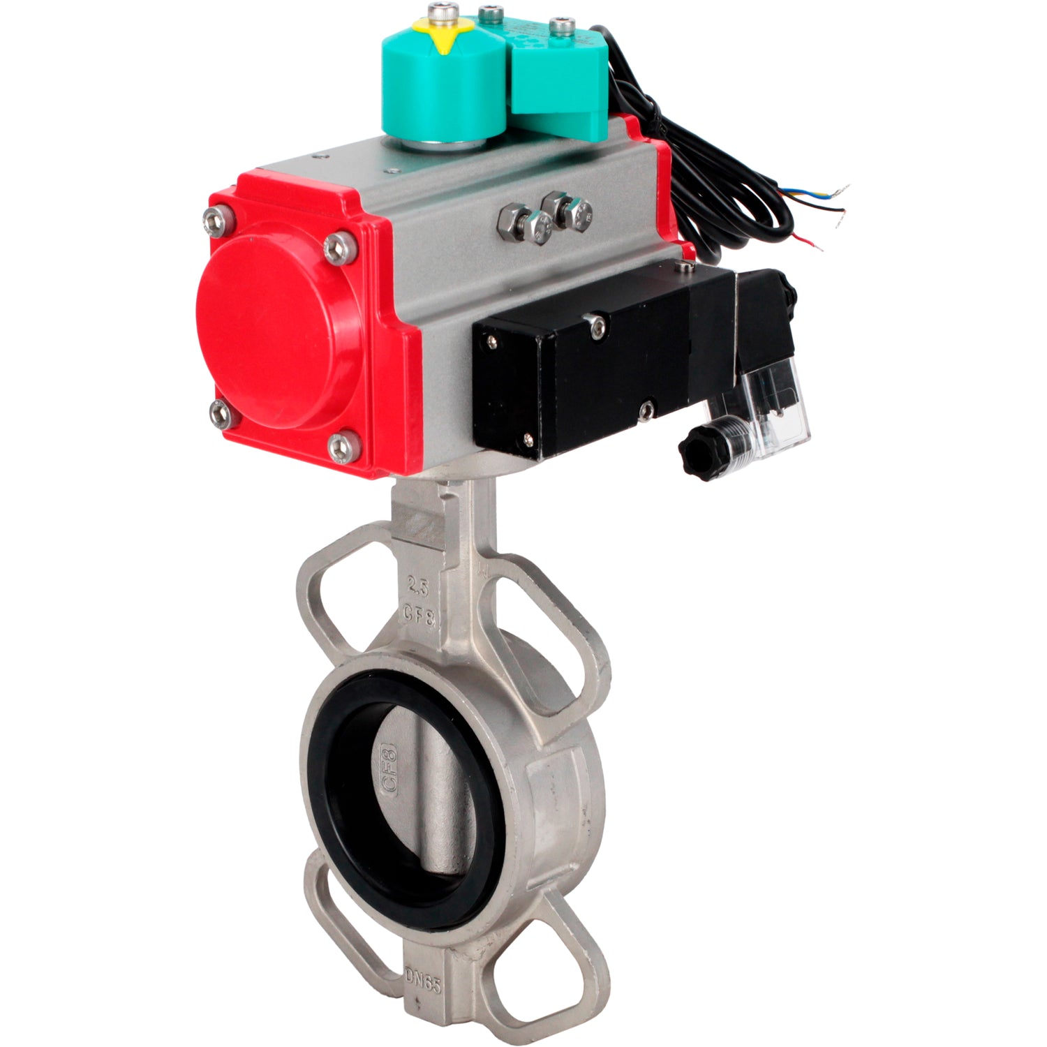 Disc rotary valves Elephant WBV3131N-2W-Fb-H DN50-250 16 bar body - 304 stainless steel, disc - 304 stainless steel, seal - NBR, with pneumatic actuator PA-DA-XXX, pneumatic distributor 4M310-08 NAMUR 220V and ALS200D magnetic switch