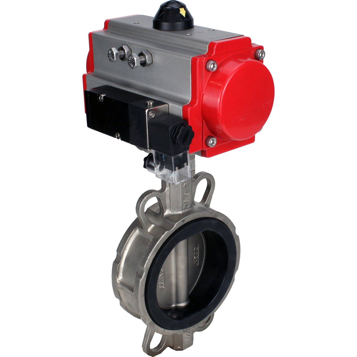 Vanne papillon d'eau Elephant WBV3131V-2W-Fb-H, matériau du corps - Acier inoxydable AISI 304, matériau du disque - Acier inoxydable AISI 304, joint - Viton, actionneur pneumatique PA-SA avec ressorts de rappel, 4M310-08 220V