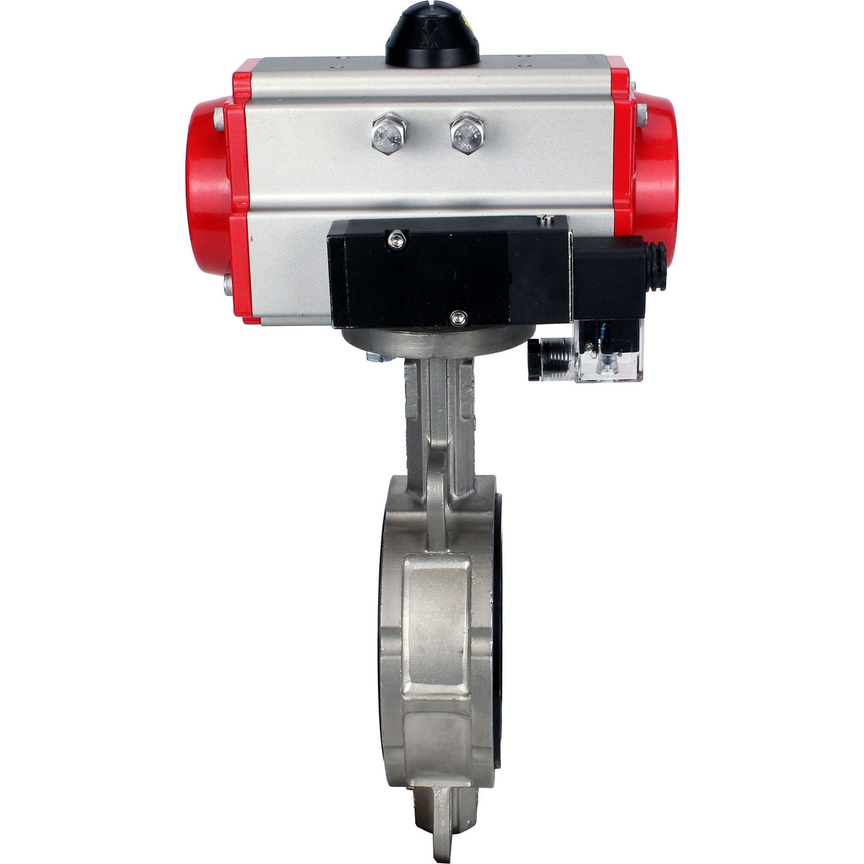 Vanne papillon d'eau Elephant WBV3131V-2W-Fb-H, matériau du corps - Acier inoxydable AISI 304, matériau du disque - Acier inoxydable AISI 304, joint - Viton, actionneur pneumatique PA-SA avec ressorts de rappel, 4M310-08 220V