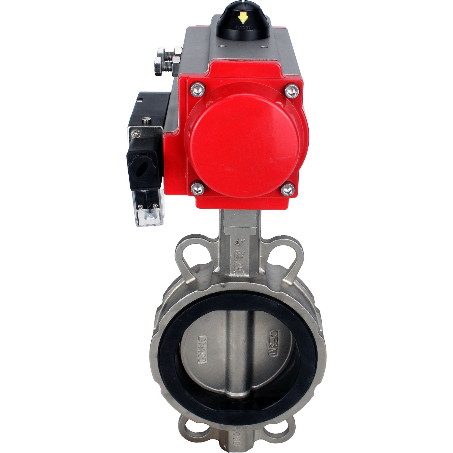 Vanne papillon d'eau Elephant WBV3131N-2W-Fb-H, matériau du corps - Acier inoxydable AISI 304, matériau du disque - Acier inoxydable AISI 304, joint - NBR, actionneur pneumatique PA-DA double action, 4M310-08 220V