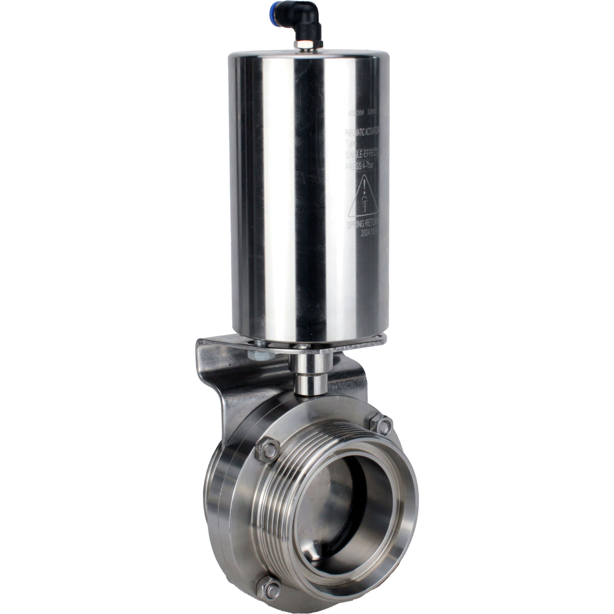 Water Butterfly valves Elephant WBV3131S-2W-T-H, body material - stainless steel AISI 304, seal - Silicon, with pneumatic actuator PA-SA-85