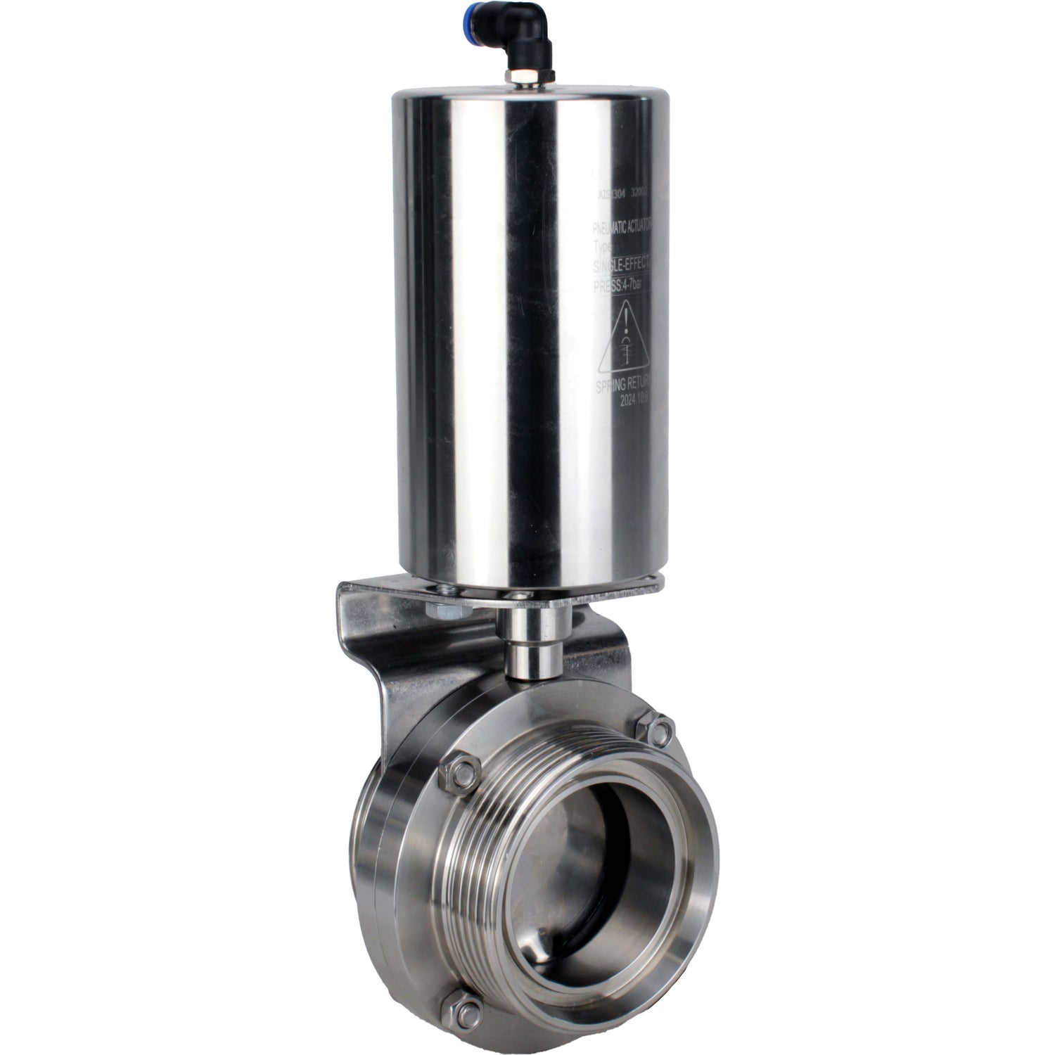 Water Butterfly valves Elephant WBV3131S-2W-T-H, body material - stainless steel AISI 304, seal - Silicon, with pneumatic actuator PA-SA-85