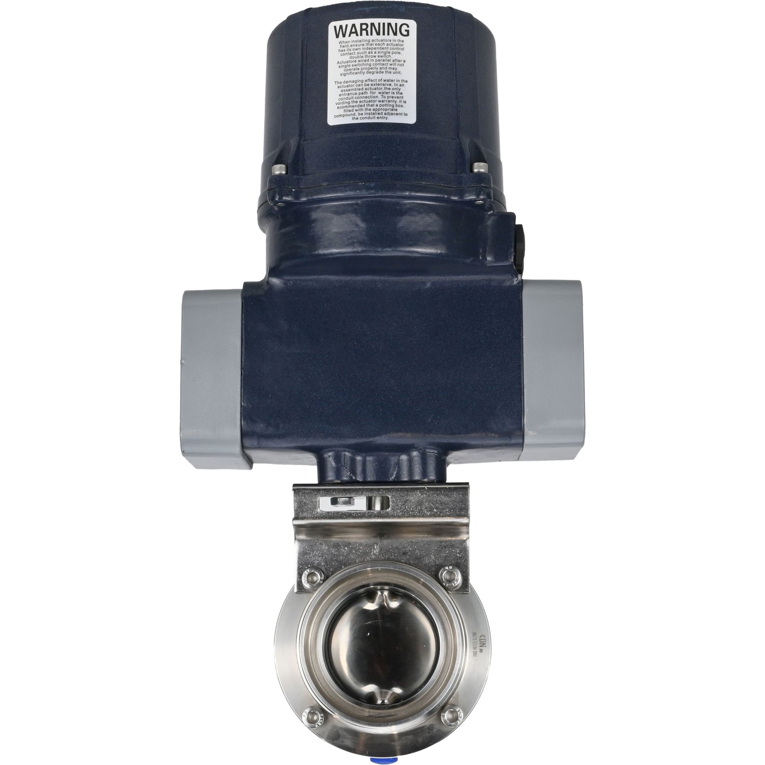 Butterfly valves Elephant WBV3131E-2W-T-H threaded, body - food grade stainless steel AISI 304, disc - stainless steel AISI 304, seal - EPDM, with electric quarter turn actuator Elephant QTSA-N-EM-O0-220VAC