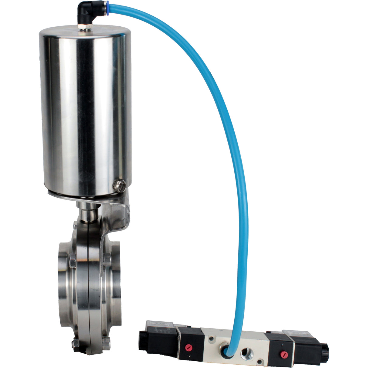 Water Butterfly valves Elephant WBV3131S-2W-W-H, body material - stainless steel AISI 304, seal - Silicon, with pneumatic actuator PA-SA-85, pneumatic distributor 4V320-10 220V