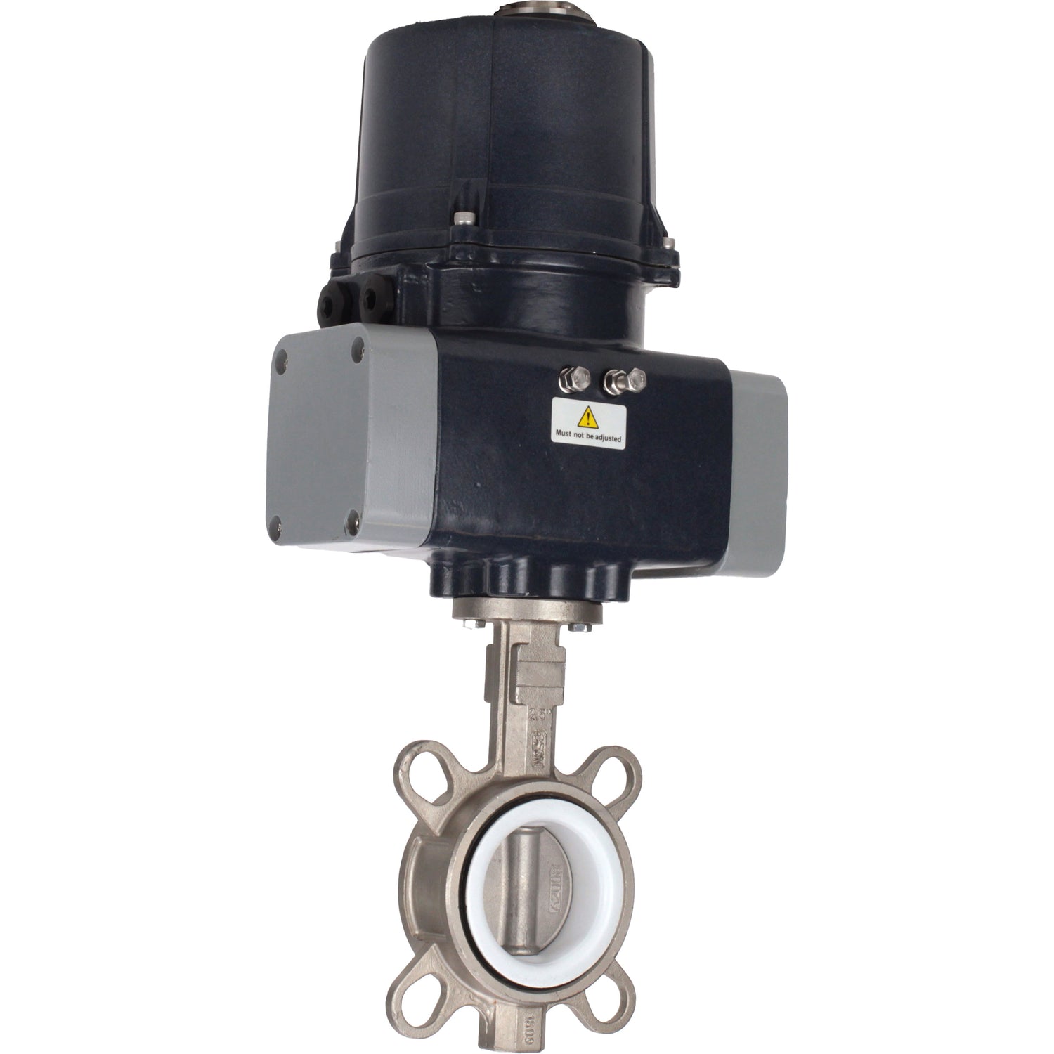 Butterfly valves Elephant WBV3131P-2W-Fb-H interflanged, body - stainless steel 304, disc - stainless steel 304, seal - PTFE, with electric quarter turn actuator Elephant QTSA-N-EM-O0-220VAC