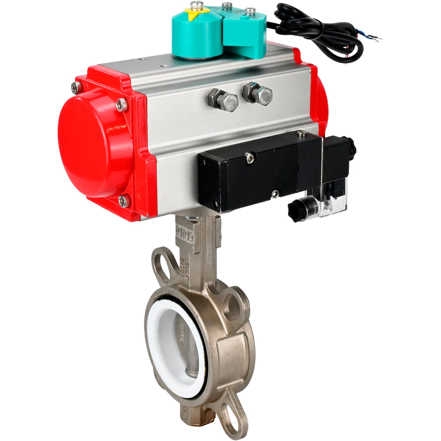 Disc rotary valves Elephant WBV3131P-2W-Fb-H DN50-250 16 bar body - 304 stainless steel, disc - 304 stainless steel, seal - PTFE, with pneumatic actuator PA-DA-XXX, pneumatic distributor 4M310-08 NAMUR 24V and ALS200D magnetic switch