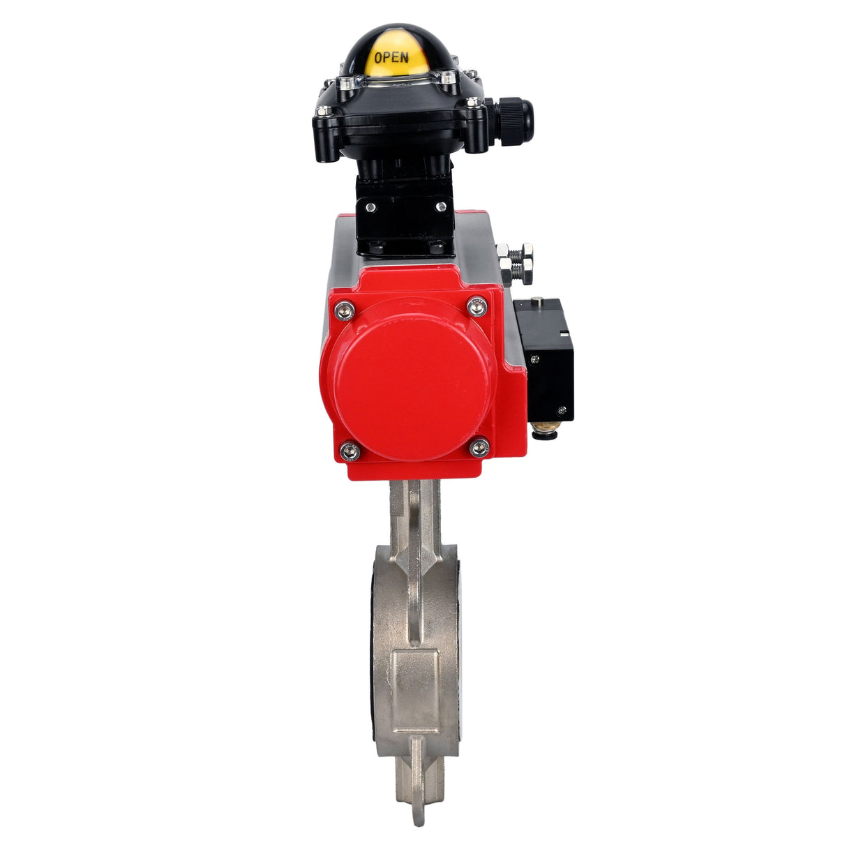 Vanne papillon d'eau Elephant WBV3131P-2W-Fb-H, matériau du corps - Acier inoxydable AISI 304, matériau du disque - Acier inoxydable AISI 304, joint - PTFE, actionneur pneumatique PA-SA avec ressorts de rappel, 4M310-08 220V, BKV APL-210N