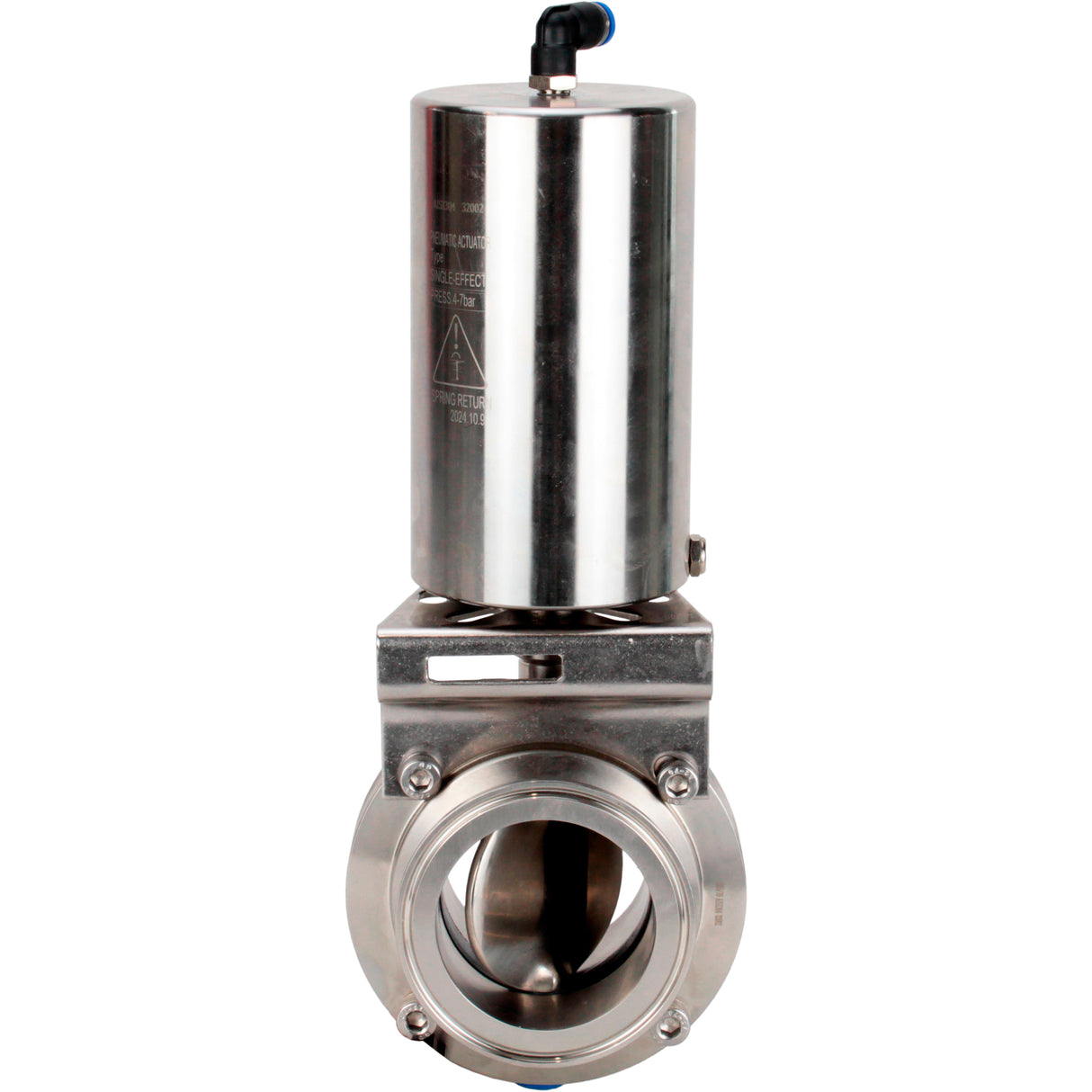 Water Butterfly valves Elephant WBV3131S-2W-C-H, body material - stainless steel AISI 304, seal - Silicon, with pneumatic actuator PA-SA-85