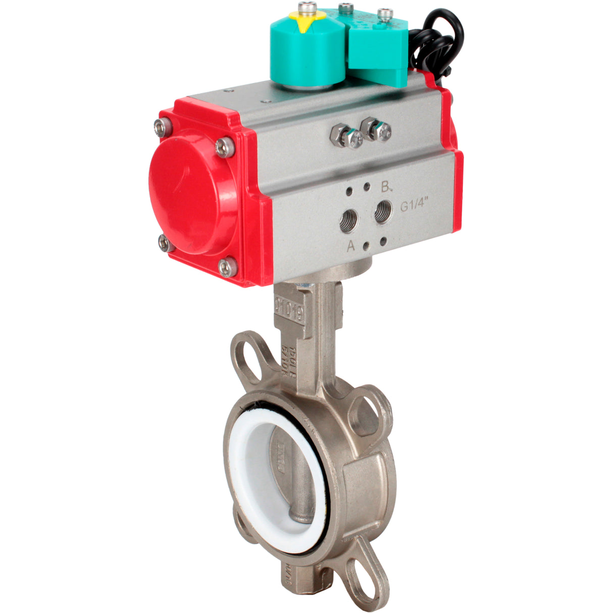 Water Butterfly Valve Elephant WBV3232P-2W-Fb-H DN40-300 16 bar case - 316L stainless steel, disc - 316L stainless steel, seal - PTFE, with pneumatic drive PA-DA-XXX and ALS200D magnetic switch