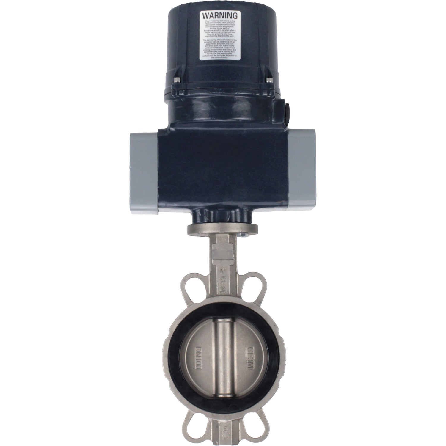 Butterfly valves Elephant WBV3232V-2W-Fb-H interflanged, body - 316L stainless steel, disc - 316L stainless steel, seal - Viton, with electric quarter turn actuator Elephant QTSA-N-EM-O0-220VAC