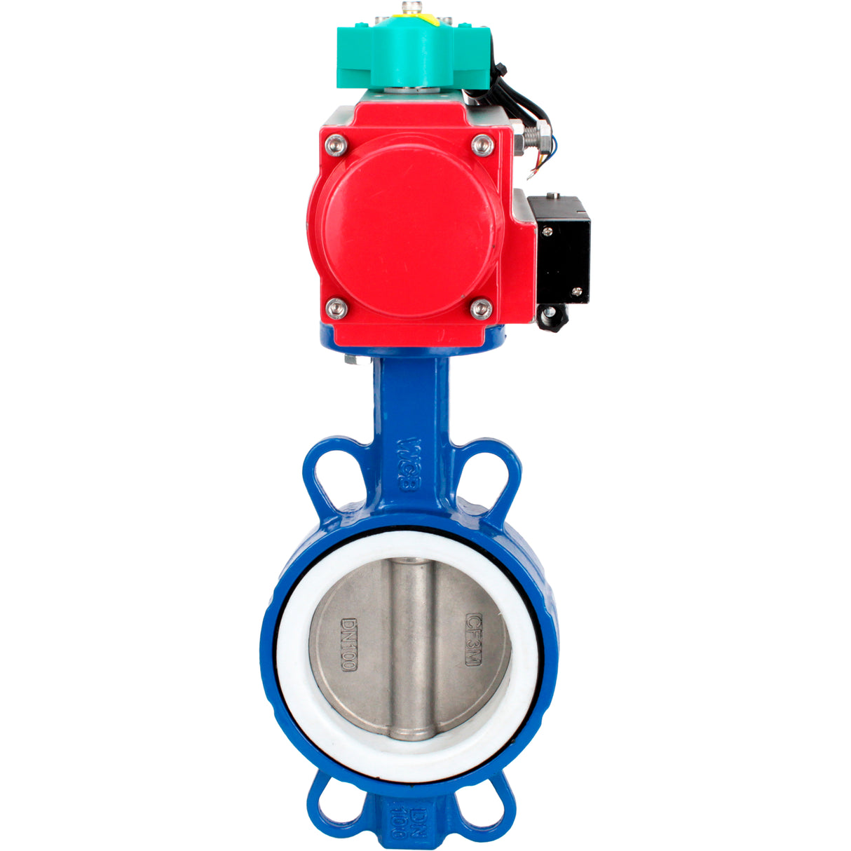 Water Butterfly Valve Elephant WBV3432P-2W-Fb-H DN40-300 16 bar body - WCB carbon steel, disc - 316L stainless steel, seal - PTFE, with pneumatic actuator PA-DA-XXX, pneumatic distributor 4M310-08 NAMUR 220V and ALS200D magnetic switch