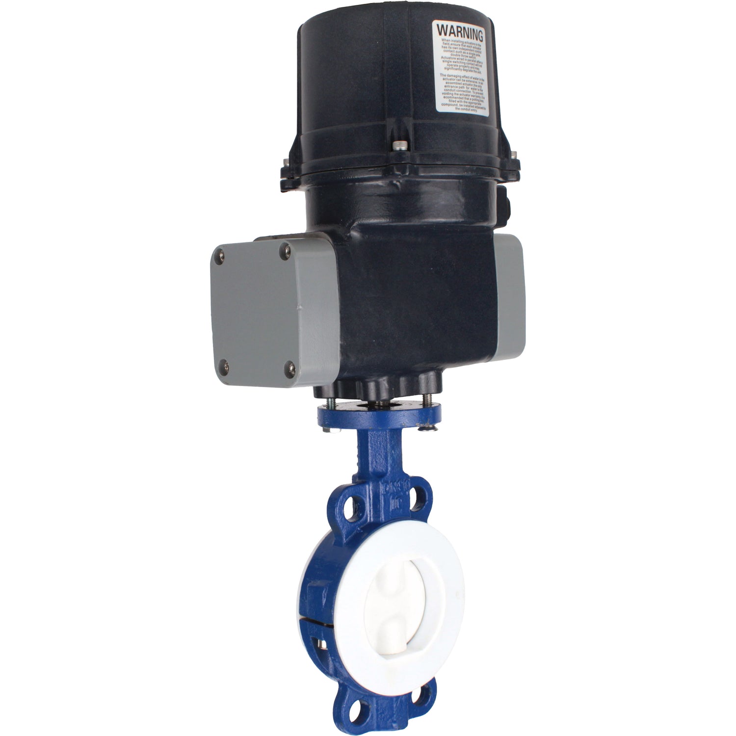 Butterfly valves Elephant WBV3434Pf-2W-Fb-H lined interflanged, body - carbon steel WCB, disc - carbon steel WCB, seal - PTFE, with electric quarter turn actuator Elephant QTSA-N-EM-O0-220VAC