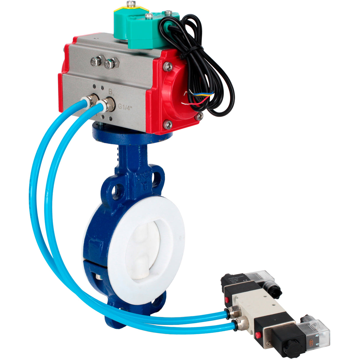 Disc rotary valves Elephant WBV3434Pf-2W-Fb-H DN50-300 16 bar body - WCB carbon steel, disc - WCB carbon steel, PTFE lined, seal - PTFE, with PA-DA-XXX, 4V320-08 220V и ALS200D