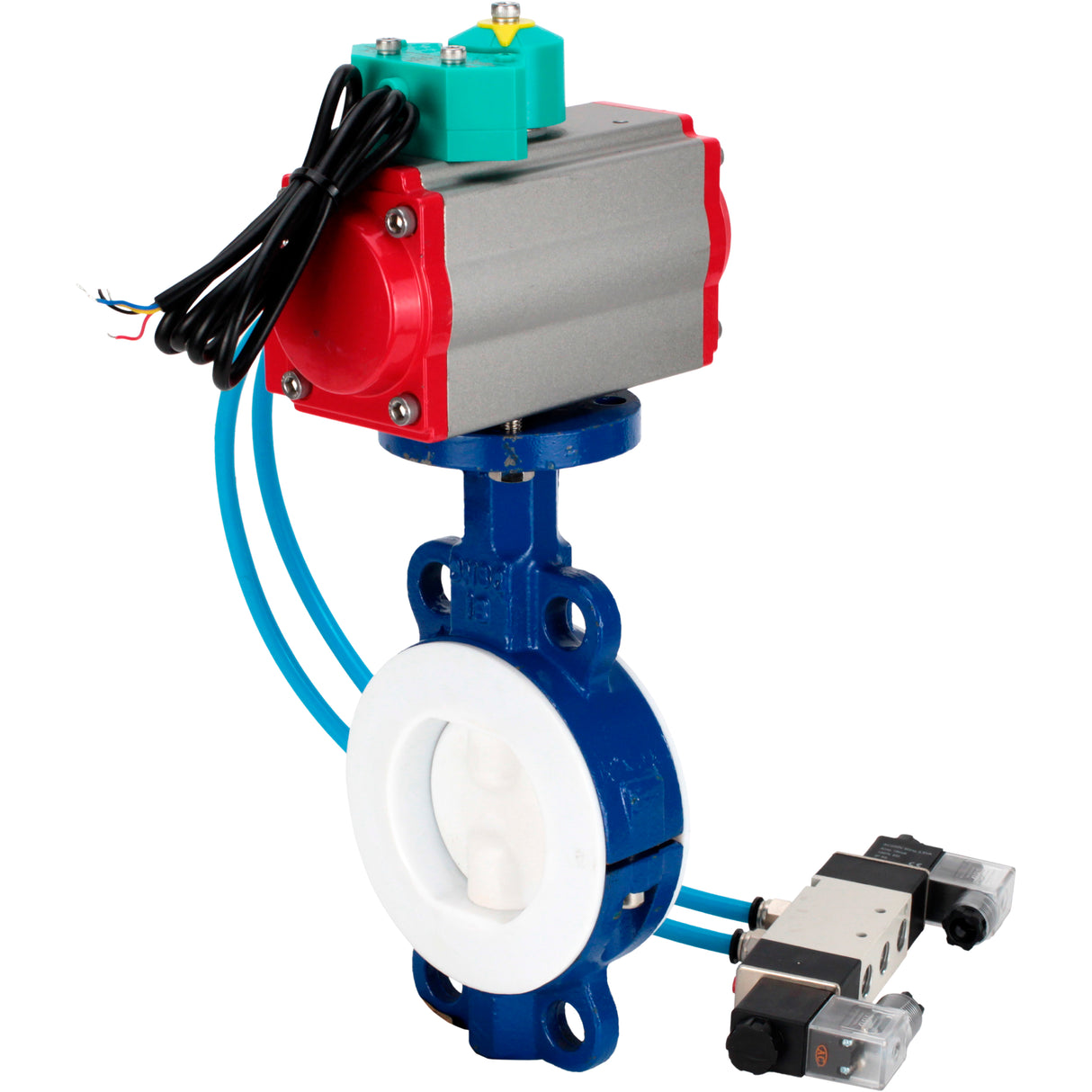 Disc rotary valves Elephant WBV3434Pf-2W-Fb-H DN50-300 16 bar body - WCB carbon steel, disc - WCB carbon steel, PTFE lined, seal - PTFE, with PA-DA-XXX, 4V320-08 220V и ALS200D