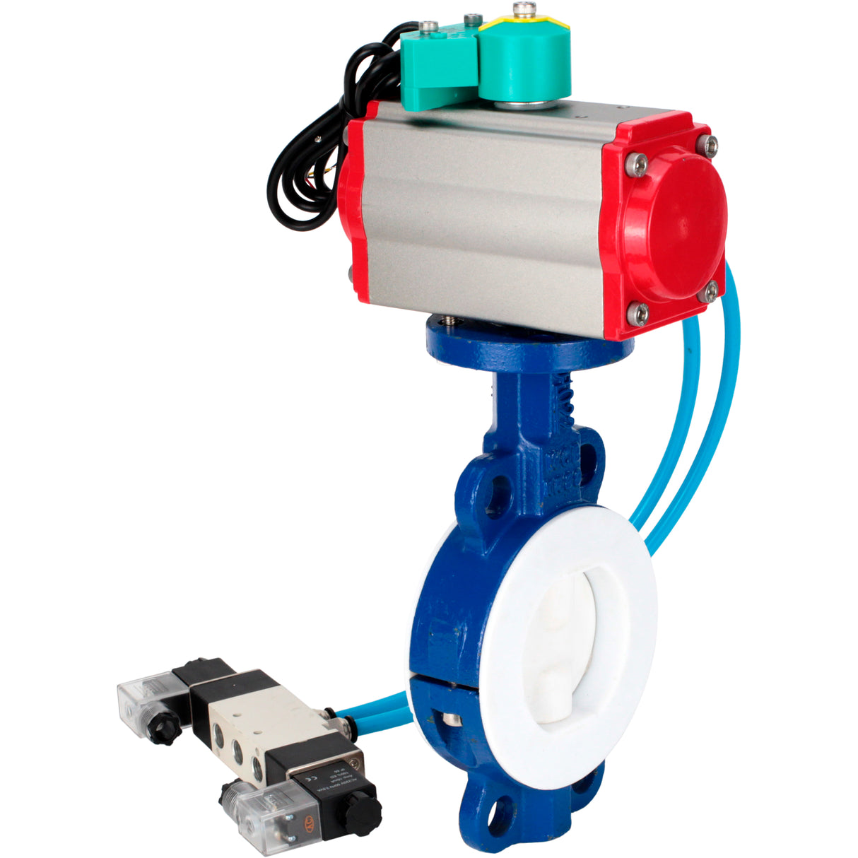 Disc rotary valves Elephant WBV3434Pf-2W-Fb-H DN50-300 16 bar body - WCB carbon steel, disc - WCB carbon steel, PTFE lined, seal - PTFE, with PA-DA-XXX, 4V320-08 220V и ALS200D