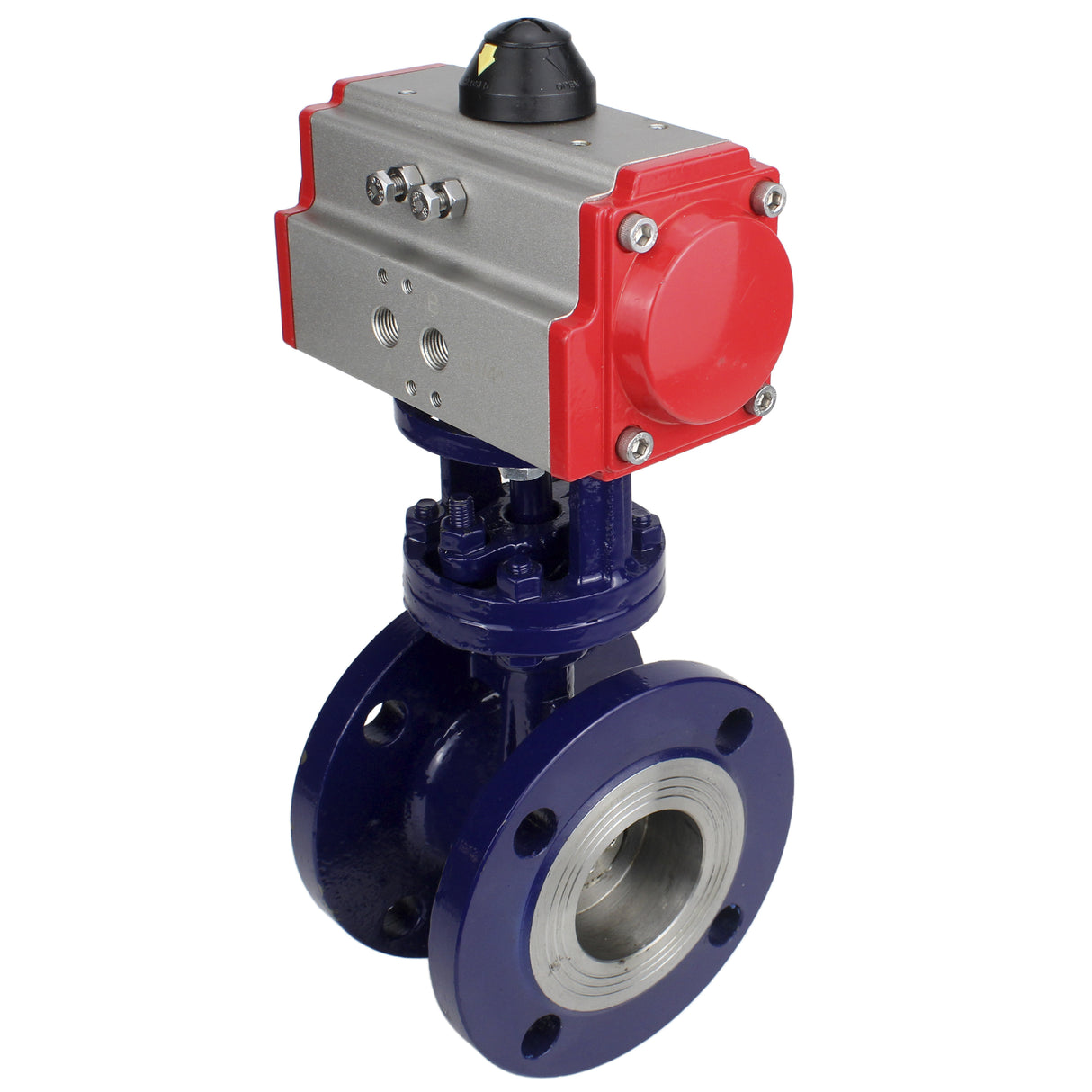 Vanne papillon d'eau Elephant WBV3EX-3432M-1W-F-ISO, matériau du corps - Acier au carbone, matériau du disque - Acier inoxydable AISI 316, joint - Métal, actionneur pneumatique PA-SA avec ressorts de rappel