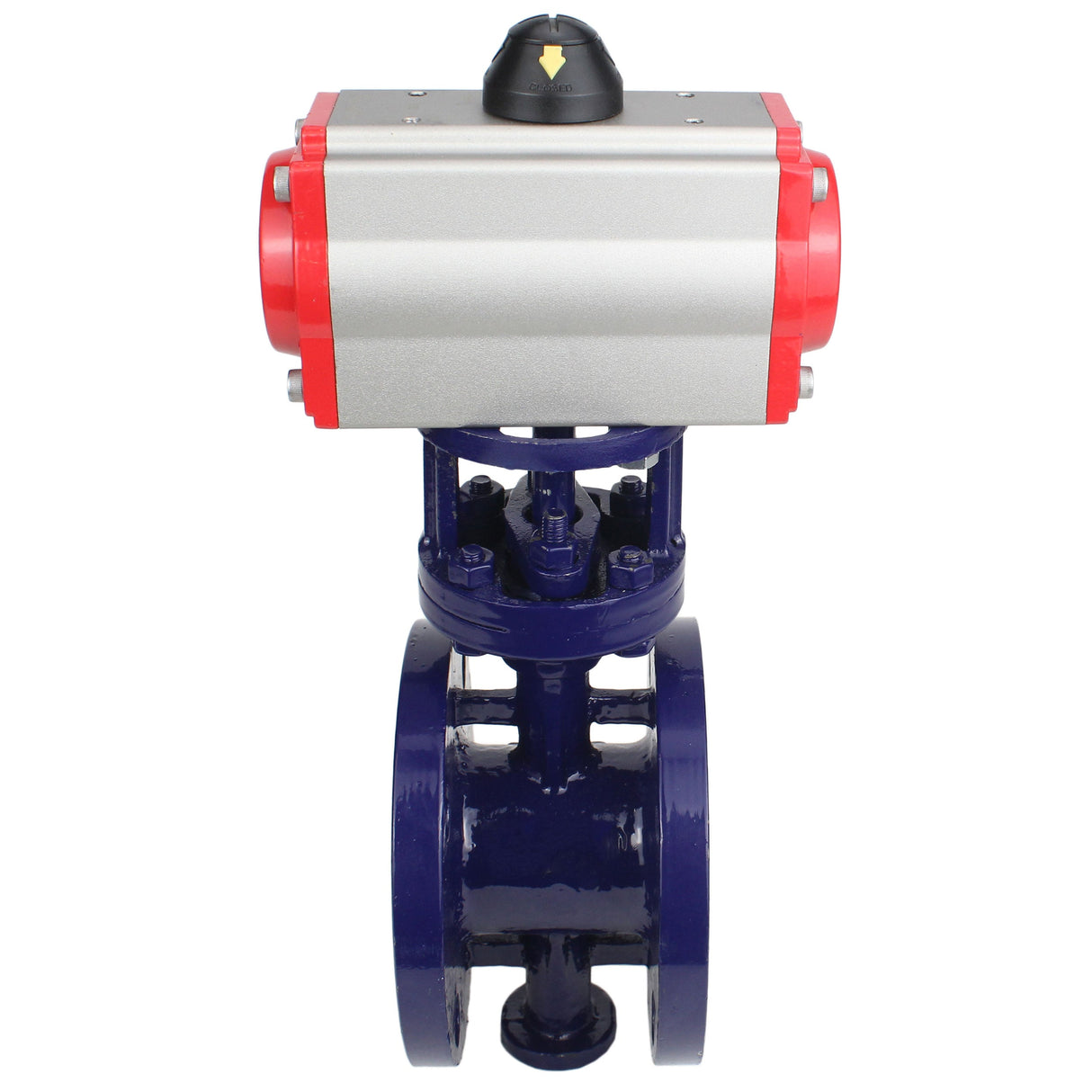 Vanne papillon d'eau Elephant WBV3EX-3431M-1W-F-ISO, matériau du corps - Acier au carbone, matériau du disque - Acier inoxydable AISI 304, joint - Métal, actionneur pneumatique PA-SA avec ressorts de rappel