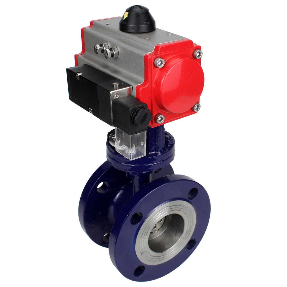 Vanne papillon d'eau Elephant WBV3EX-3432M-1W-F-ISO, matériau du corps - Acier au carbone, matériau du disque - Acier inoxydable AISI 316, joint - Métal, actionneur pneumatique PA-SA avec ressorts de rappel, 4M310-08 24V