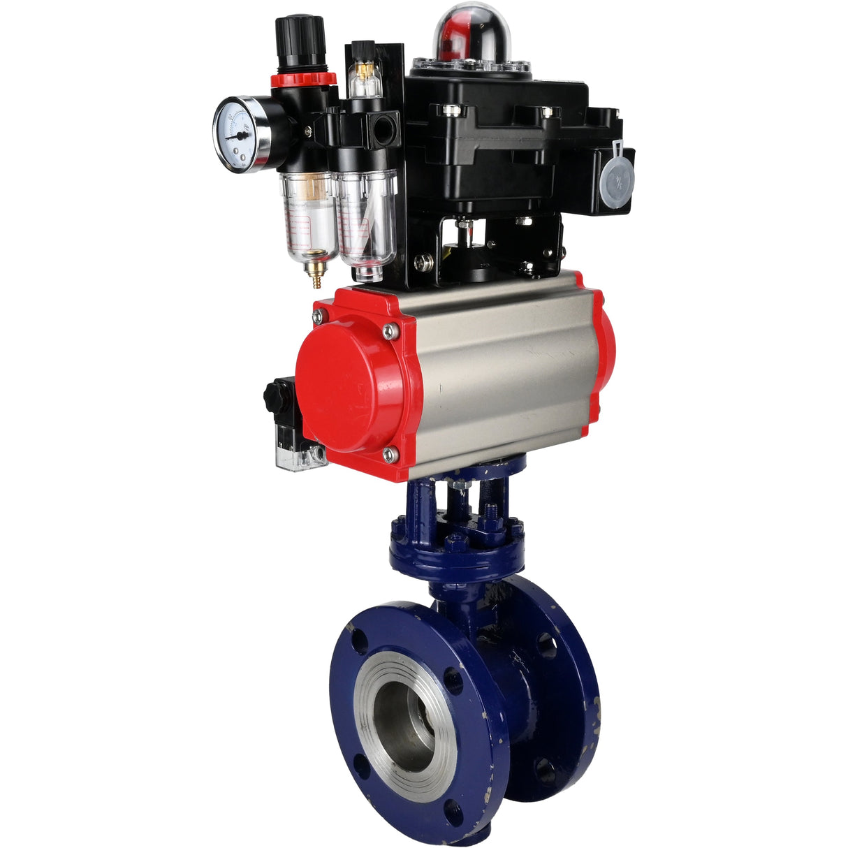 Vanne papillon d'eau Elephant WBV3EX-3432M-1W-F-ISO, matériau du corps - Acier au carbone, matériau du disque - Acier inoxydable AISI 316, joint - Métal, actionneur pneumatique PA-DA double action, 4M310-08 220V, BKV APL-410N EX BPV AFC2000