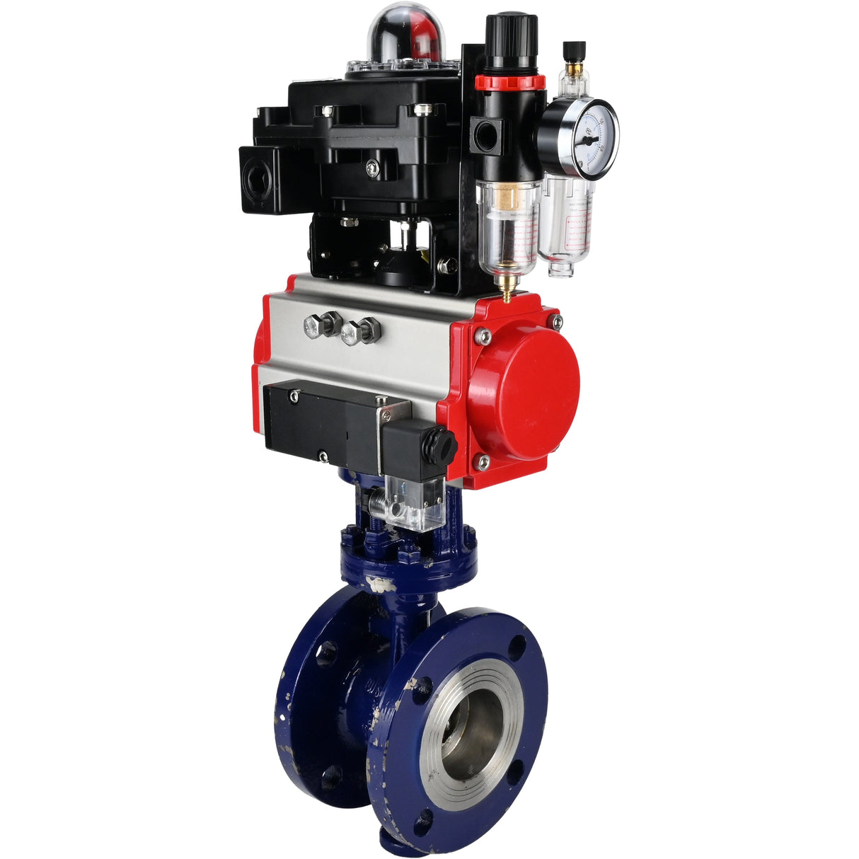 Vanne papillon d'eau Elephant WBV3EX-3432M-1W-F-ISO, matériau du corps - Acier au carbone, matériau du disque - Acier inoxydable AISI 316, joint - Métal, actionneur pneumatique PA-DA double action, 4M310-08 220V, BKV APL-410N EX BPV AFC2000