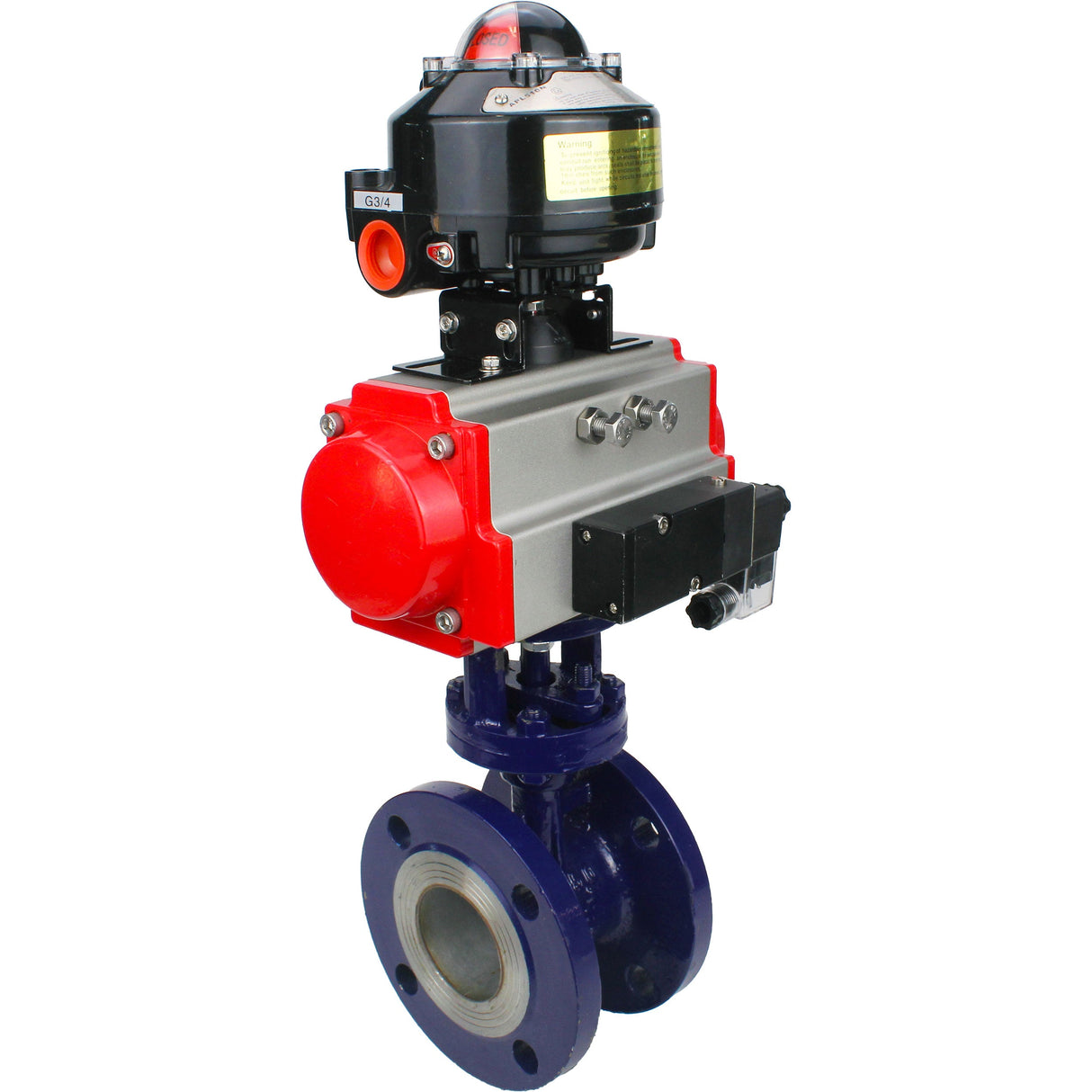 Vanne papillon d'eau Elephant WBV3EX-3432M-1W-F-ISO, matériau du corps - Acier au carbone, matériau du disque - Acier inoxydable AISI 316, joint - Métal, actionneur pneumatique PA-SA avec ressorts de rappel, 4M310-08 24V, BKV APL-510N EX