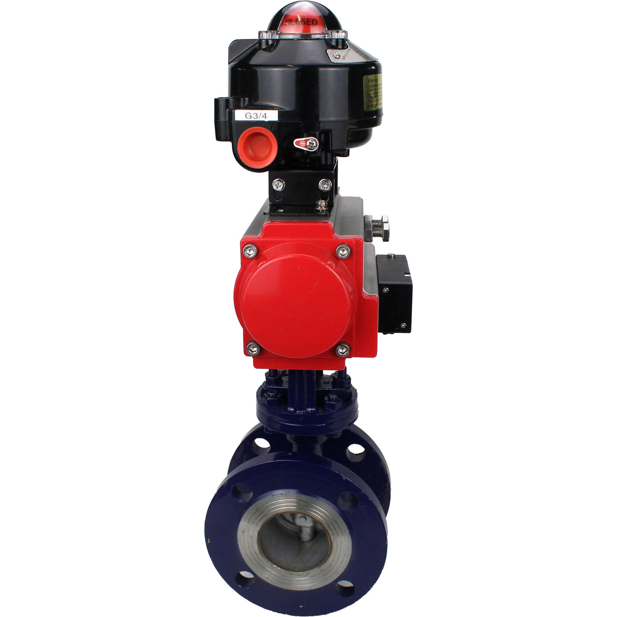 Vanne papillon d'eau Elephant WBV3EX-3432M-1W-F-ISO, matériau du corps - Acier au carbone, matériau du disque - Acier inoxydable AISI 316, joint - Métal, actionneur pneumatique PA-SA avec ressorts de rappel, 4M310-08 24V, BKV APL-510N EX