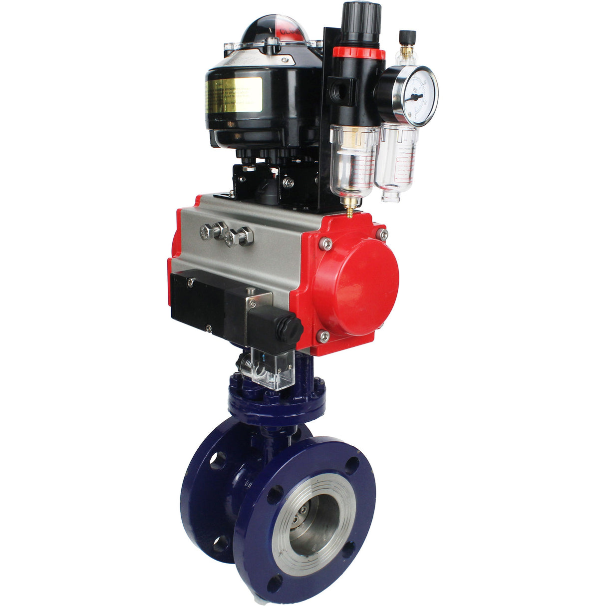 Vanne papillon d'eau Elephant WBV3EX-3432M-1W-F-ISO, matériau du corps - Acier au carbone, matériau du disque - Acier inoxydable AISI 316, joint - Métal, actionneur pneumatique PA-DA double action, 4M310-08 220V, BKV APL-510N EX, BPV AFC2000