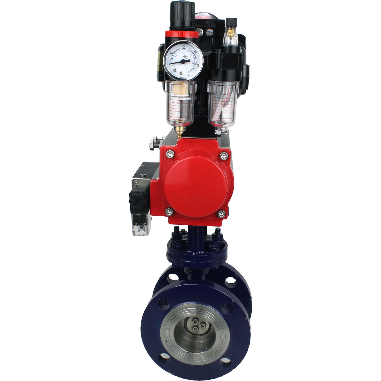Vanne papillon d'eau Elephant WBV3EX-3432M-1W-F-ISO, matériau du corps - Acier au carbone, matériau du disque - Acier inoxydable AISI 316, joint - Métal, actionneur pneumatique PA-SA avec ressorts de rappel, 4M310-08 24V, BKV APL-510N EX, BPV AFC2000