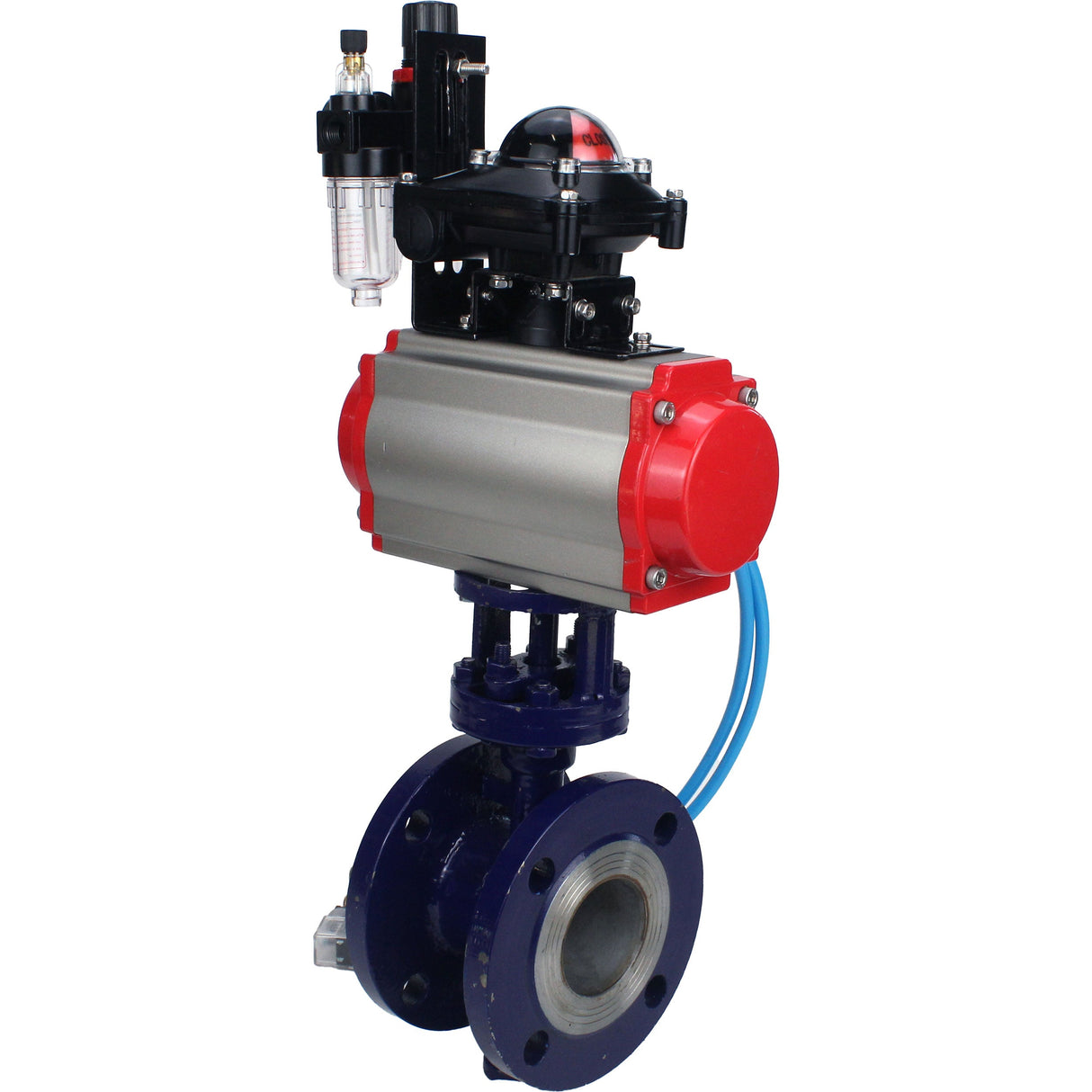 Vanne papillon d'eau Elephant WBV3EX-3432M-1W-F-ISO, matériau du corps - Acier au carbone, matériau du disque - Acier inoxydable AISI 316, joint - Métal, actionneur pneumatique PA-SA avec ressorts de rappel, 4V320-10 220V, BKV APL-210N BPV AFC2000