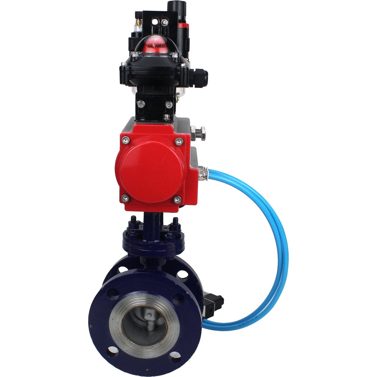 Vanne papillon d'eau Elephant WBV3EX-3432M-1W-F-ISO, matériau du corps - Acier au carbone, matériau du disque - Acier inoxydable AISI 316, joint - Métal, actionneur pneumatique PA-SA avec ressorts de rappel, 4V320-08 220V, BKV APL-210N BPV AFC2000