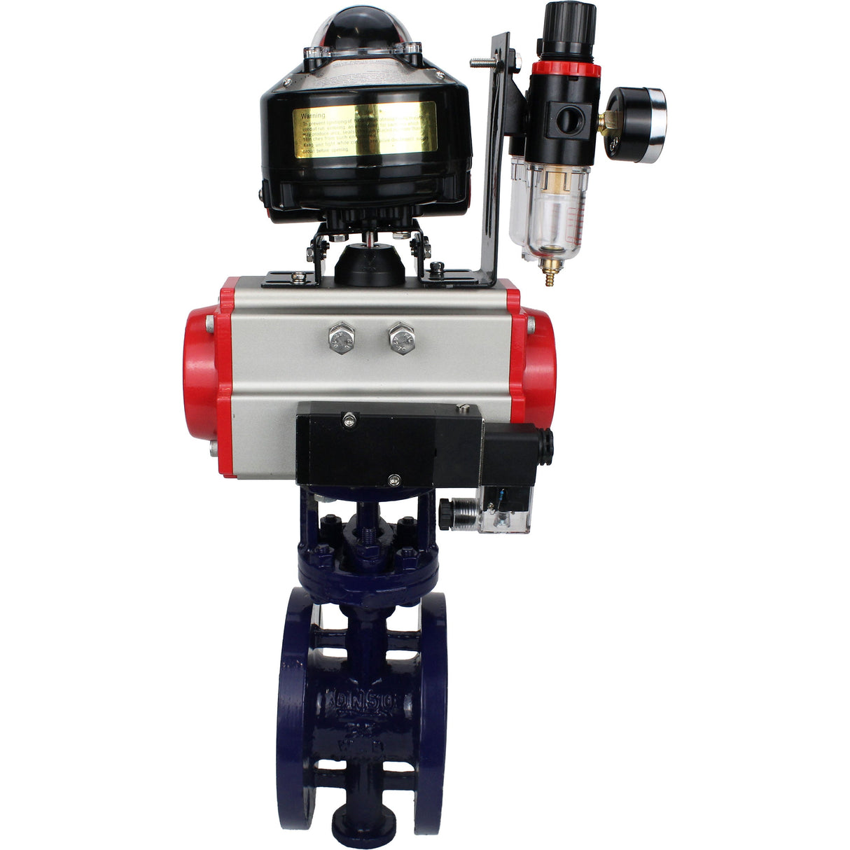 Vanne papillon d'eau Elephant WBV3EX-3431M-1W-F-ISO, matériau du corps - Acier au carbone, matériau du disque - Acier inoxydable AISI 304, joint - Métal, actionneur pneumatique PA-DA double action, 4M310-08 220V, BKV APL-510N EX, BPV AFC2000