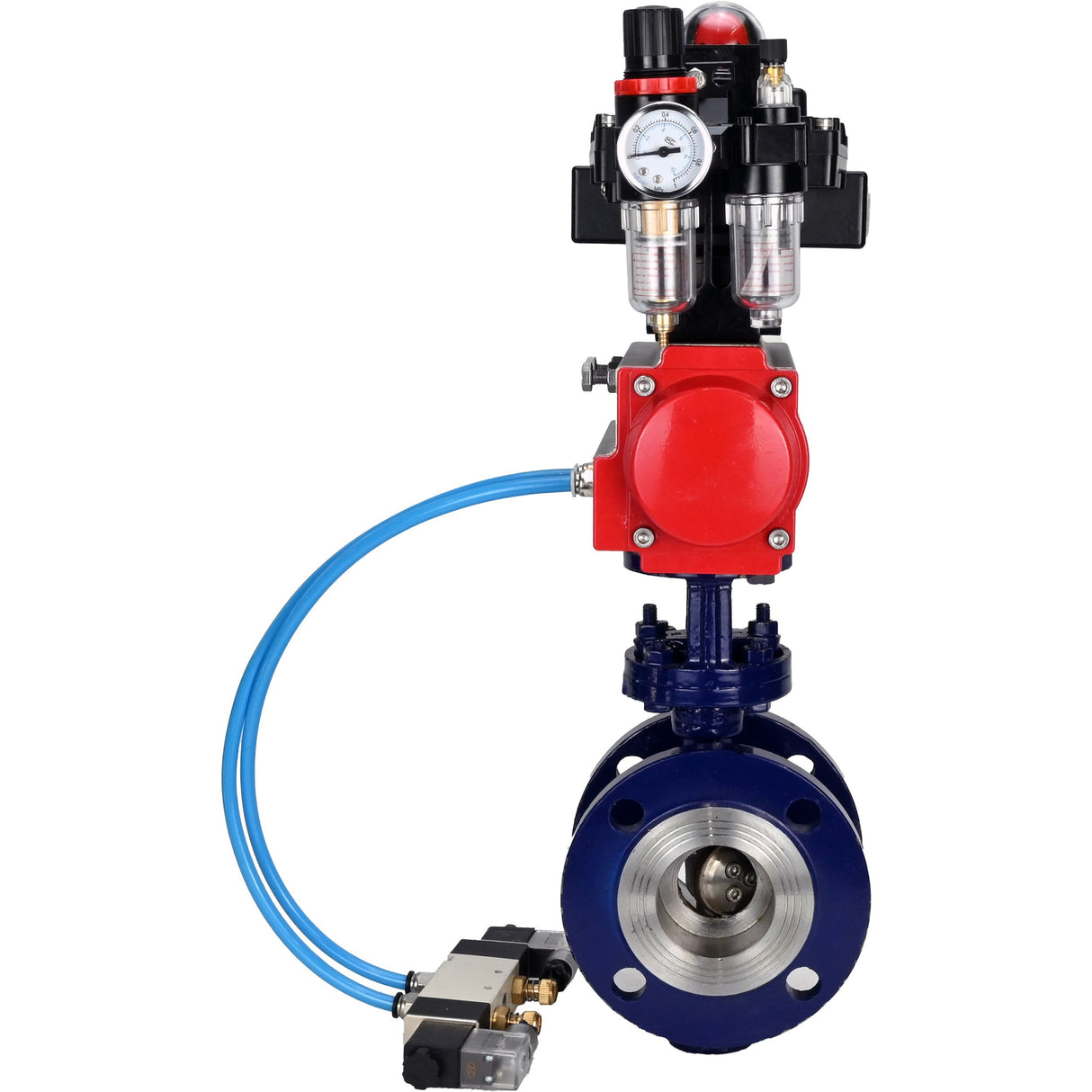 Vanne papillon d'eau Elephant WBV3EX-3432M-1W-F-ISO, matériau du corps - Acier au carbone, matériau du disque - Acier inoxydable AISI 316, joint - Métal, actionneur pneumatique PA-SA avec ressorts de rappel, 4V320-08 220V, BKV APL-410N EX BPV AFC2000