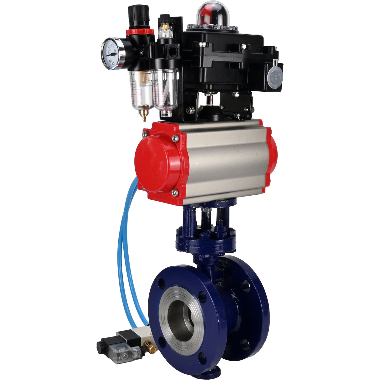 Vanne papillon d'eau Elephant WBV3EX-3432M-1W-F-ISO, matériau du corps - Acier au carbone, matériau du disque - Acier inoxydable AISI 316, joint - Métal, actionneur pneumatique PA-DA double action, 4V320-08 220V, BKV APL-410N EX BPV AFC2000