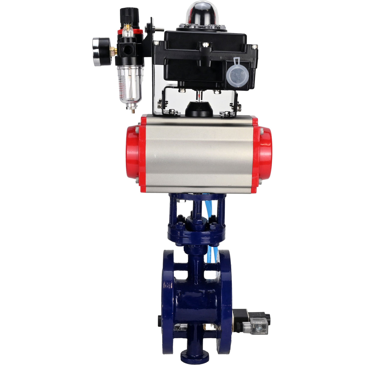 Vanne papillon d'eau Elephant WBV3EX-3432M-1W-F-ISO, matériau du corps - Acier au carbone, matériau du disque - Acier inoxydable AISI 316, joint - Métal, actionneur pneumatique PA-DA double action, 4V320-10 220V, BKV APL-410N EX BPV AFC2000