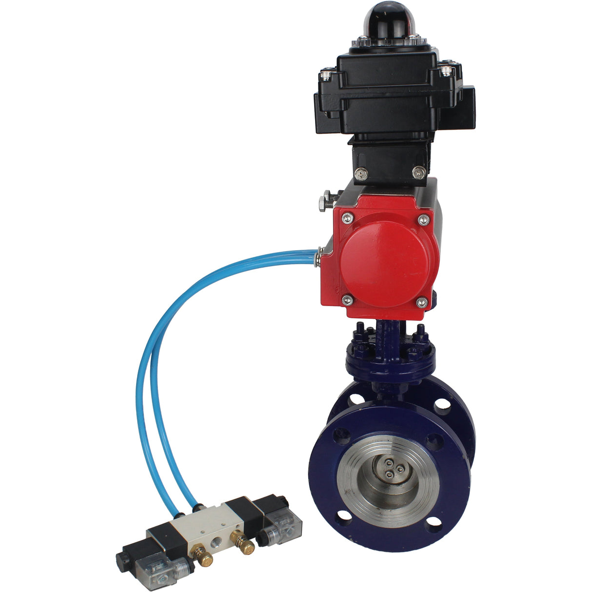 Vanne papillon d'eau Elephant WBV3EX-3431M-1W-F-ISO, matériau du corps - Acier au carbone, matériau du disque - Acier inoxydable AISI 304, joint - Métal, actionneur pneumatique PA-SA avec ressorts de rappel, 4V320-08 220V, BKV APL-410N EX