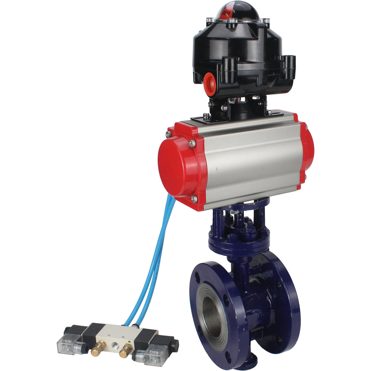 Vanne papillon d'eau Elephant WBV3EX-3431M-1W-F-ISO, matériau du corps - Acier au carbone, matériau du disque - Acier inoxydable AISI 304, joint - Métal, actionneur pneumatique PA-SA avec ressorts de rappel, 4V320-08 220V, BKV APL-510N EX