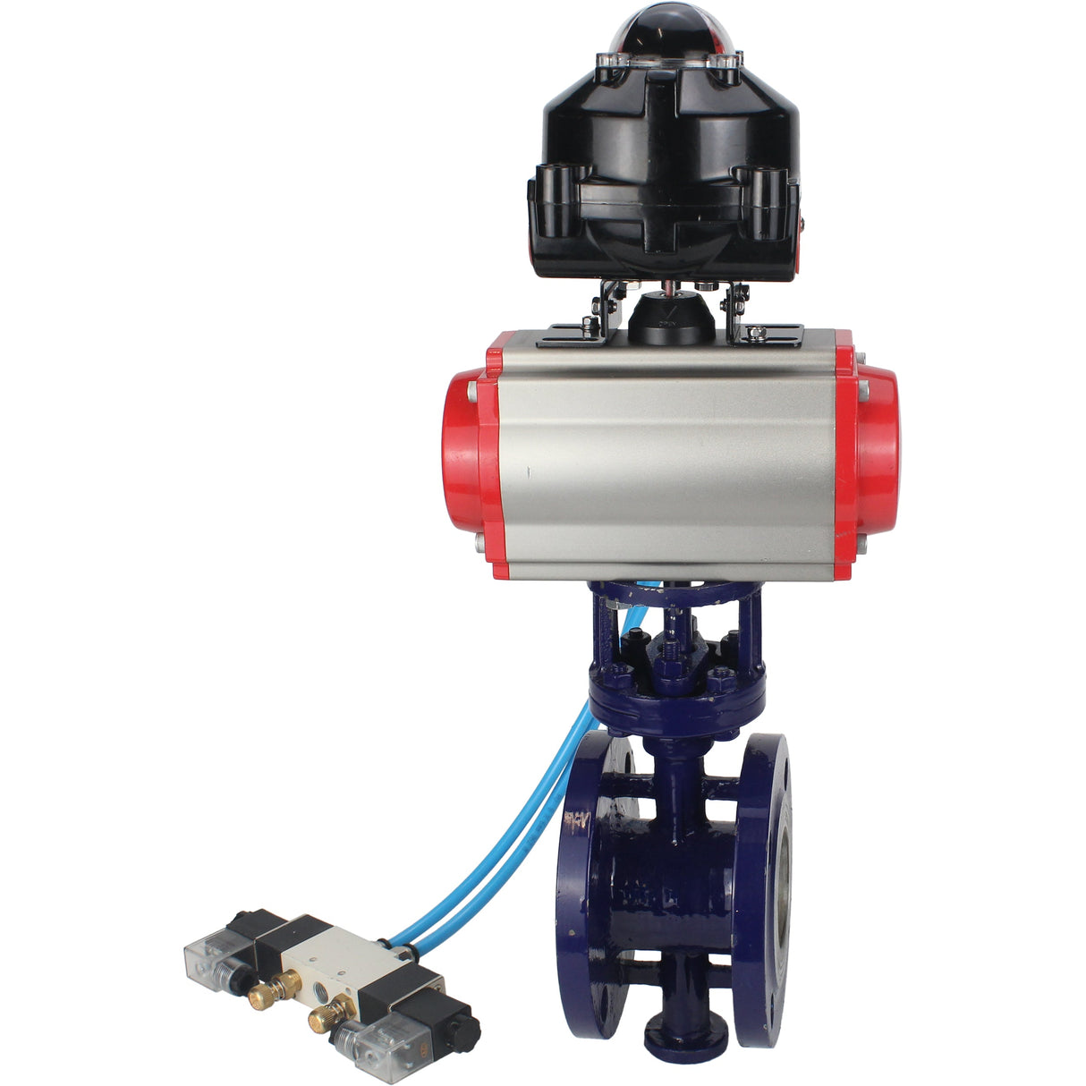 Vanne papillon d'eau Elephant WBV3EX-3431M-1W-F-ISO, matériau du corps - Acier au carbone, matériau du disque - Acier inoxydable AISI 304, joint - Métal, actionneur pneumatique PA-SA avec ressorts de rappel, 4V320-08 220V, BKV APL-510N EX