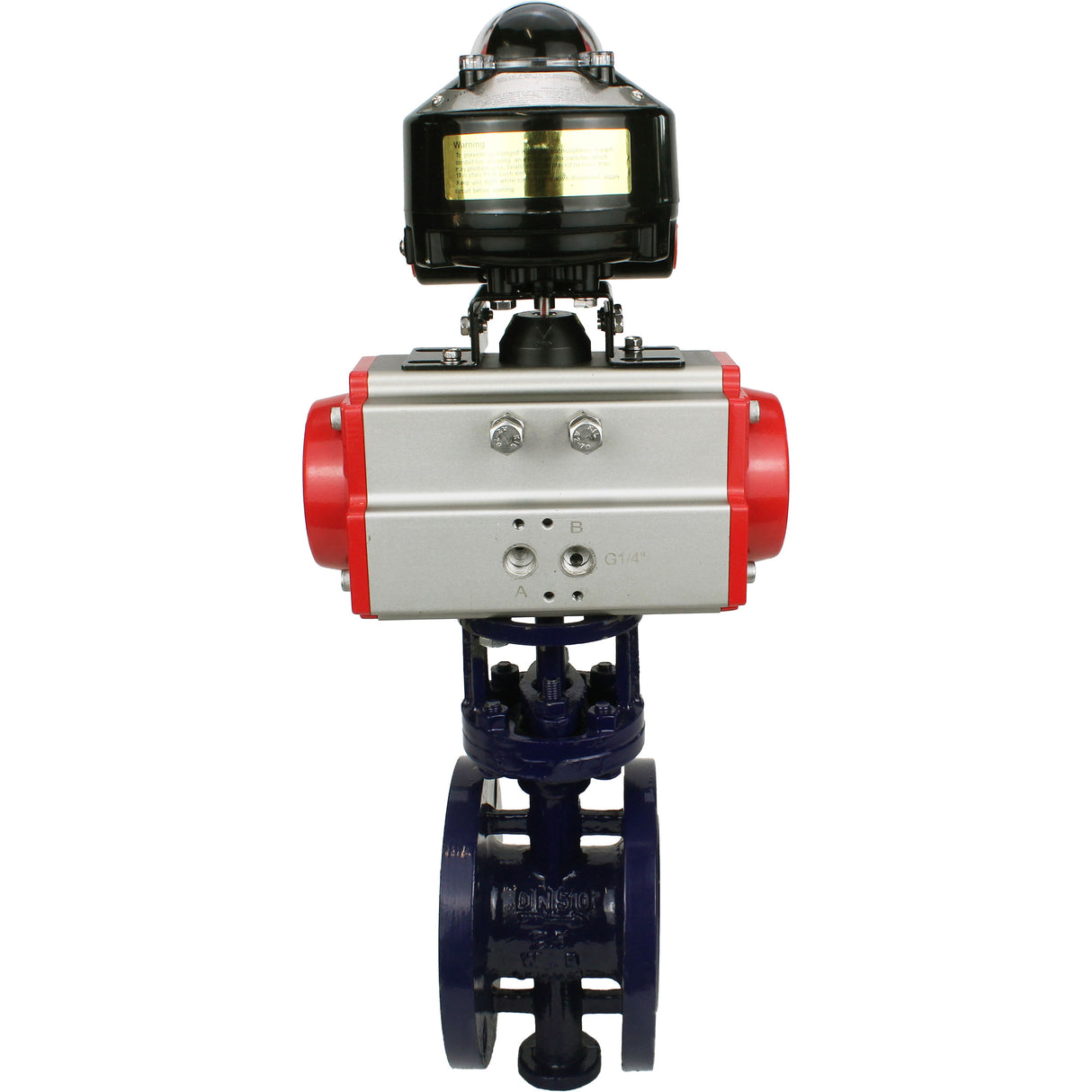 Vanne papillon d'eau Elephant WBV3EX-3432M-1W-F-ISO, matériau du corps - Acier au carbone, matériau du disque - Acier inoxydable AISI 316, joint - Métal, actionneur pneumatique PA-SA avec ressorts de rappel, , BKV APL-510N EX