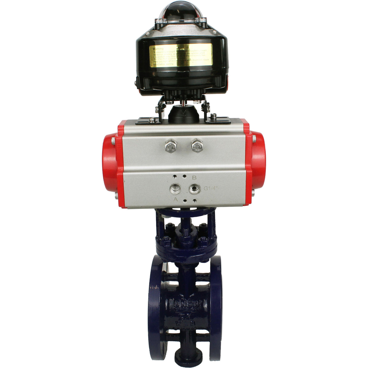 Vanne papillon d'eau Elephant WBV3EX-3432M-1W-F-ISO, matériau du corps - Acier au carbone, matériau du disque - Acier inoxydable AISI 316, joint - Métal, actionneur pneumatique PA-SA avec ressorts de rappel, , BKV APL-510N EX