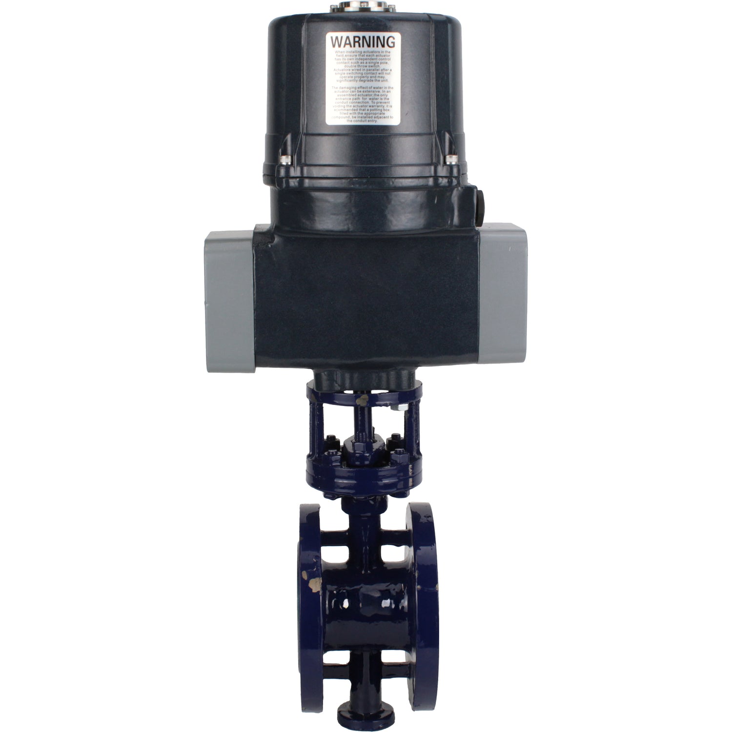 Butterfly valves with triple eccentricity Elephant WBV3EX-3432M-1W-F-ISO flanged, body - carbon steel WCB, disc - stainless steel 316, seal - METAL, with electric quarter turn actuator Elephant QTSA-N-EM-O0-220VAC