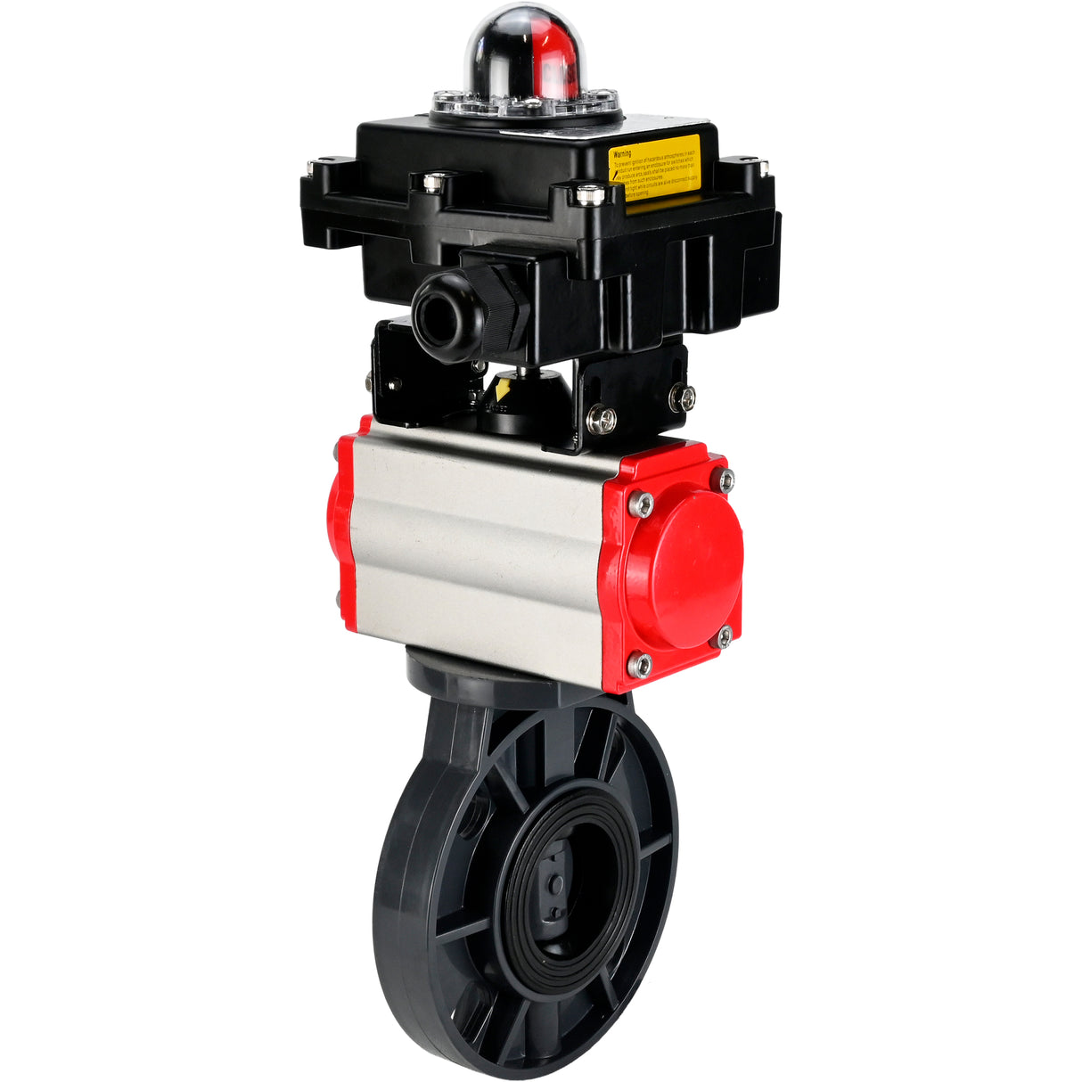 Butterfly valves Elephant WBV4242E-2W-Fb-ISO, body material - UPVC, disc material - UPVC, seal - EPDM, with pneumatic actuator double action PA-DA, pneumatic distributor 4M310-08 NAMUR 220V and LSU APL-410N EX