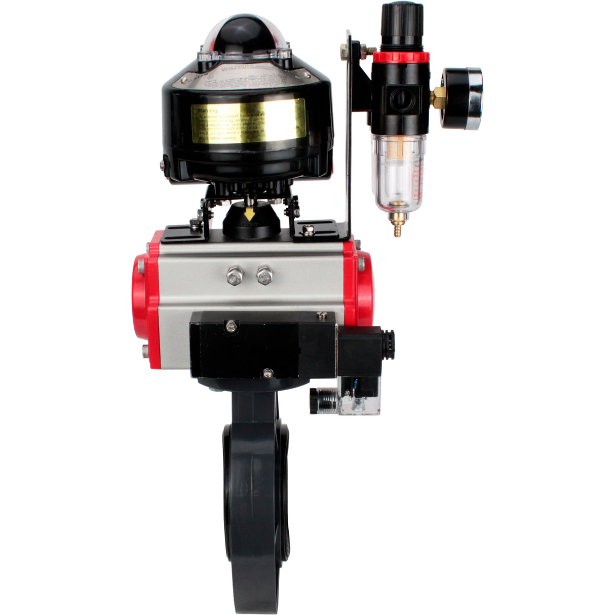 Butterfly valves Elephant WBV4242E-2W-Fb-ISO, body material - UPVC, disc material - UPVC, seal - EPDM, with pneumatic actuator double action PA-DA, pneumatic distributor 4M310-08 NAMUR 220V, LSU APL-510N EX and ATU AFC2000