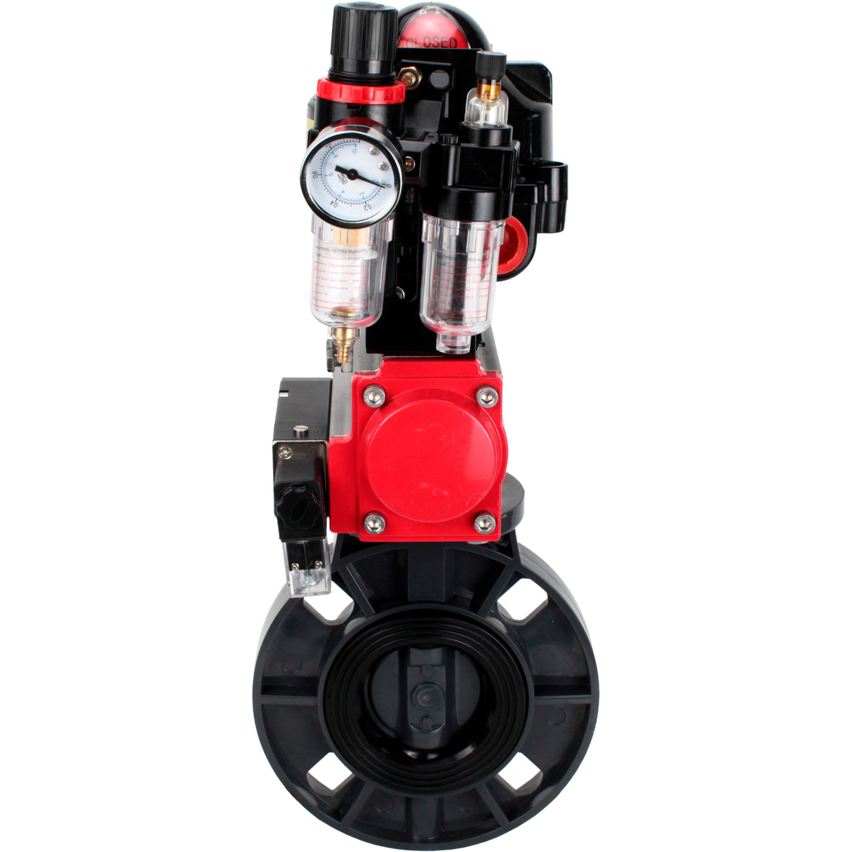 Butterfly valves Elephant WBV4242E-2W-Fb-ISO, body material - UPVC, disc material - UPVC, seal - EPDM, with pneumatic actuator double action PA-DA, pneumatic distributor 4M310-08 NAMUR 220V, LSU APL-510N EX and ATU AFC2000