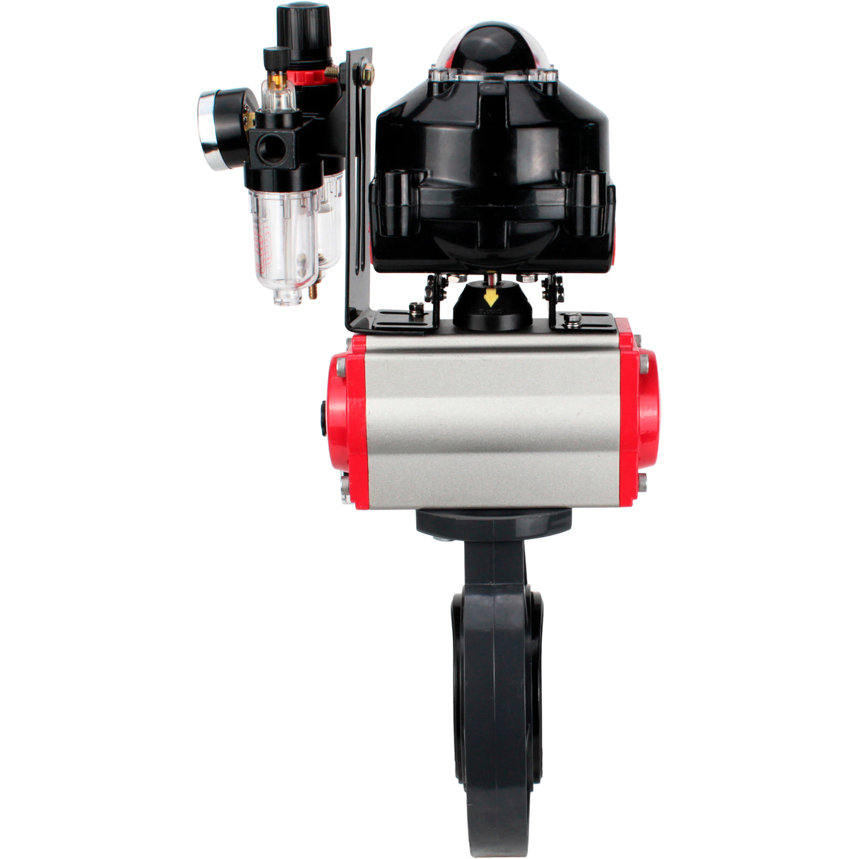 Butterfly valves Elephant WBV4242E-2W-Fb-ISO, body material - UPVC, disc material - UPVC, seal - EPDM, with pneumatic actuator double action PA-DA, pneumatic distributor 4M310-08 NAMUR 220V, LSU APL-510N EX and ATU AFC2000
