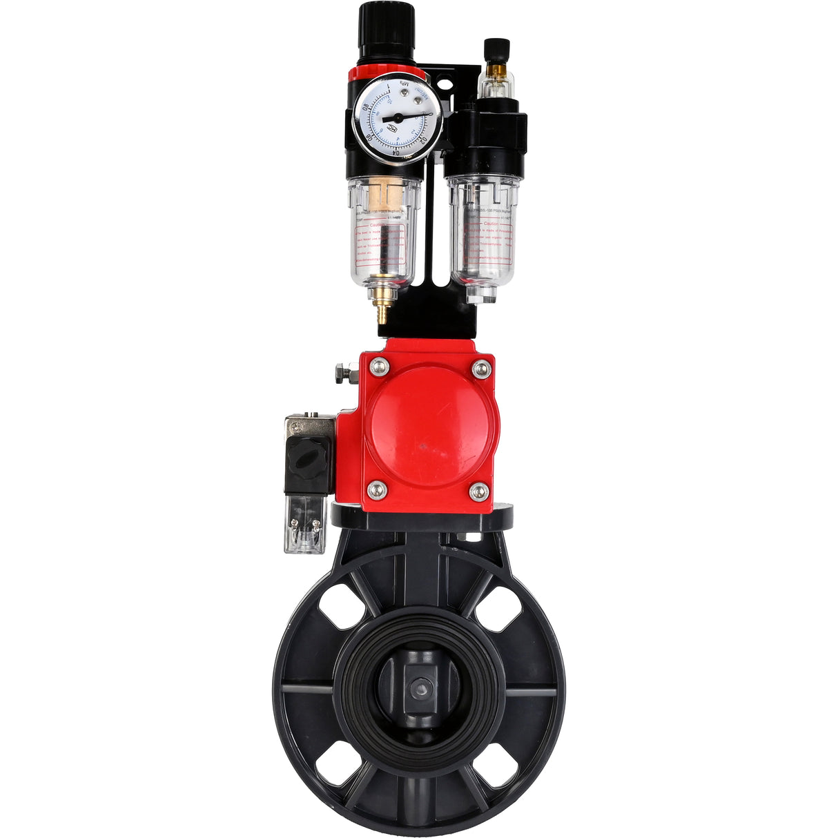 Butterfly valves Elephant WBV4242E-2W-Fb-ISO, body material - UPVC, disc material - UPVC, seal - EPDM, with pneumatic actuator double action PA-DA, pneumatic distributor 4M310-08 NAMUR 24V and ATU AFC2000