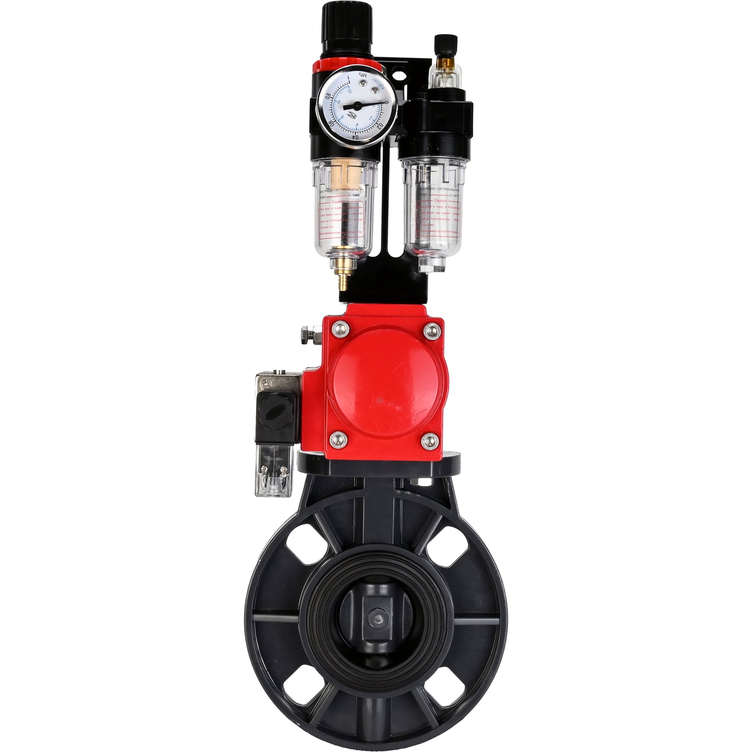 Butterfly valves Elephant WBV4242E-2W-Fb-ISO, body material - UPVC, disc material - UPVC, seal - EPDM, with pneumatic actuator double action PA-DA, pneumatic distributor 4M310-08 NAMUR 24V and ATU AFC2000