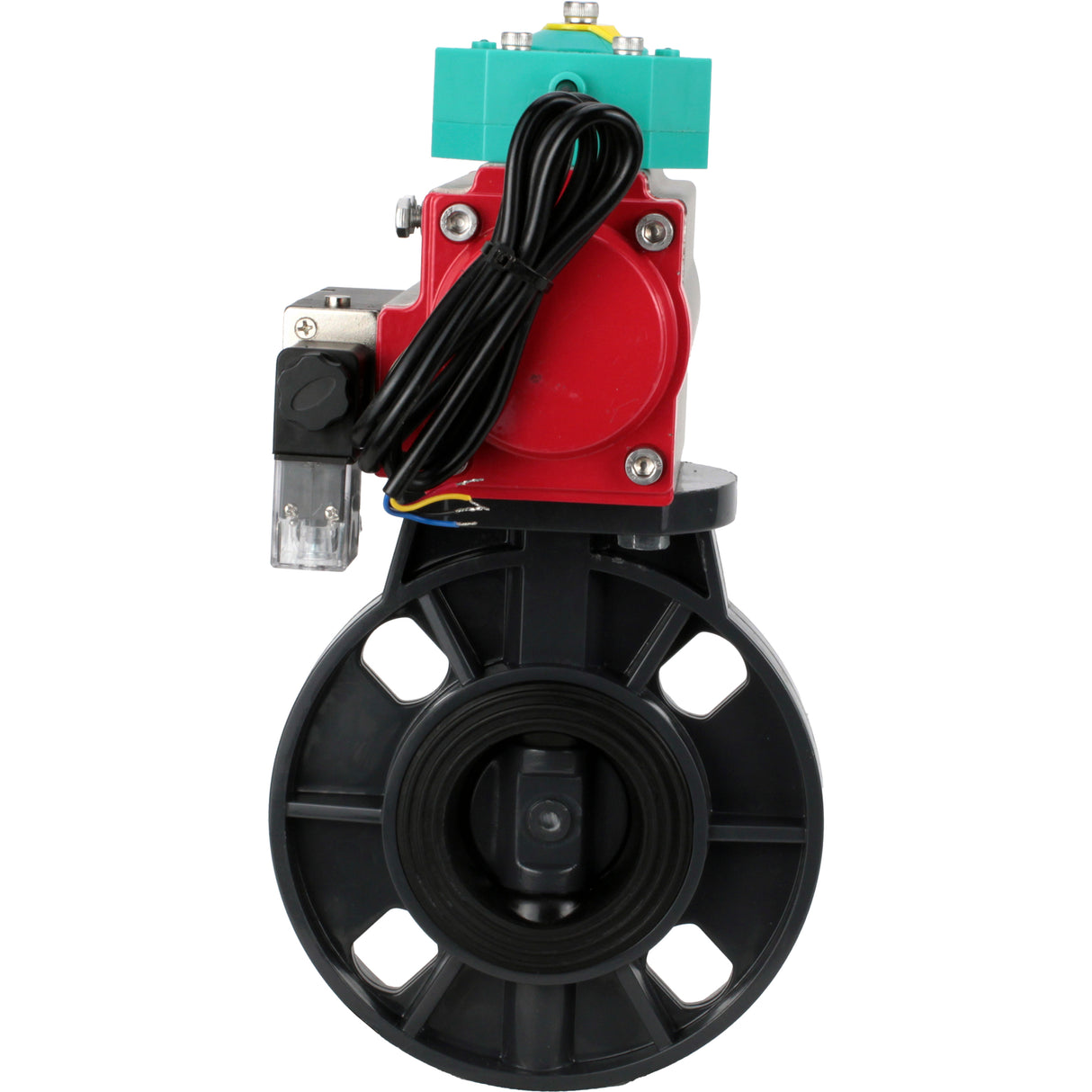 Butterfly valves Elephant WBV4242E-2W-Fb-ISO, body material - UPVC, disc material - UPVC, seal - EPDM, with pneumatic actuator double action PA-DA, pneumatic distributor 4M310-08 NAMUR 220V and magnetic switch ALS200D