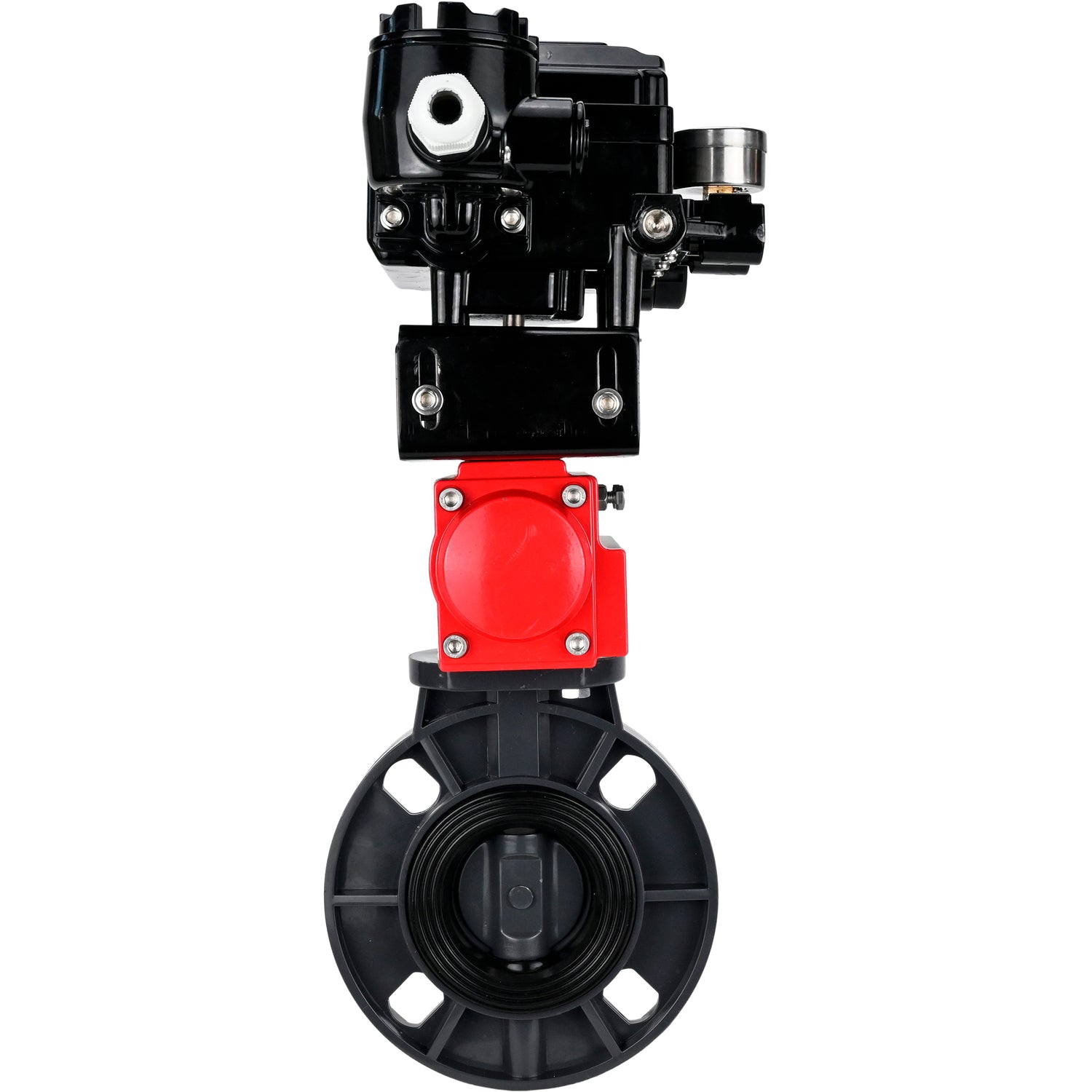 Butterfly valves Elephant WBV4242E-2W-Fb-ISO, body material - UPVC, disc material - UPVC, seal - EPDM, with pneumatic actuator double action PA-DA and electro-pneumatic rotary positioner YT-1000RSN with feedback