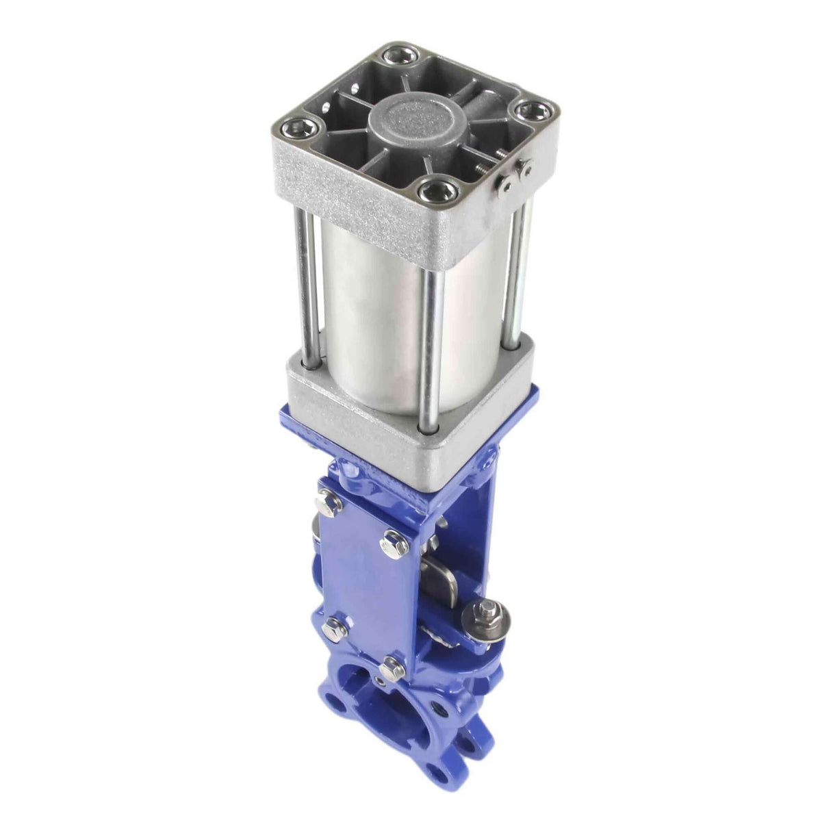 Vanne à guillotine Elephant GVKN3431M-1W-Fb-2P PN10/6, matériau du corps - acier au carbone WCB, matériau du couteau - acier inoxydable AISI 304, joint - MÉTAL, actionneur pneumatique