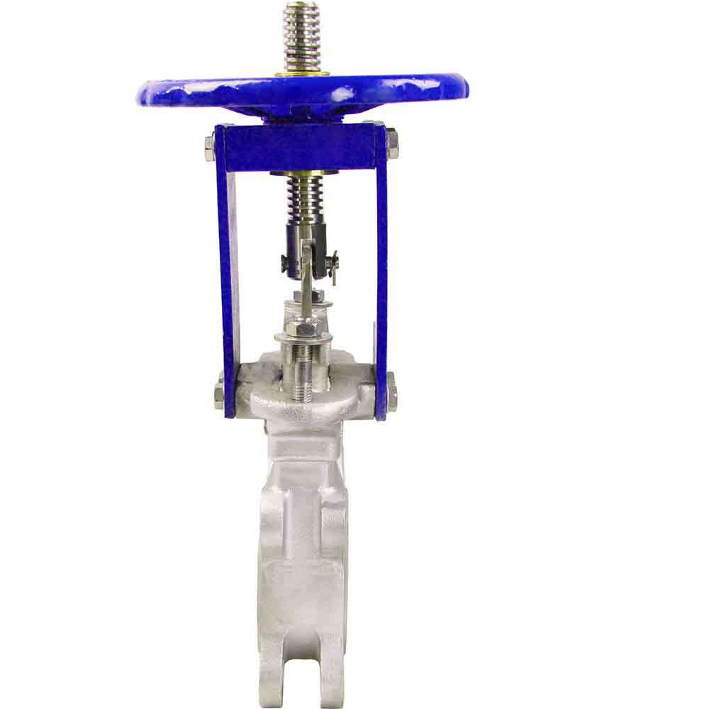 Vanne à guillotine Elephant GVKR3131E-1W-Fb-S, matériau du corps - acier inoxydable AISI 304, matériau du couteau - acier inoxydable AISI 304, joint - EPDM, commande par volant